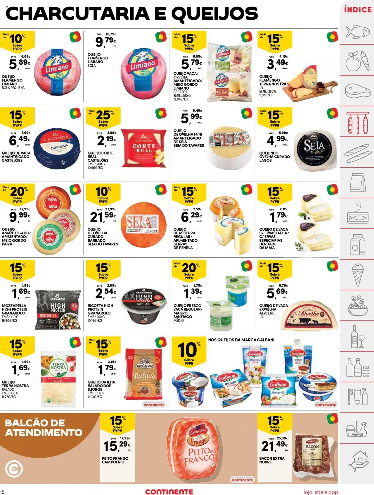 Continente folheto │ válido de 05.08.2025 | Página: 15 | Produtos: Bacon, Peito de frango, Frango, Queijo