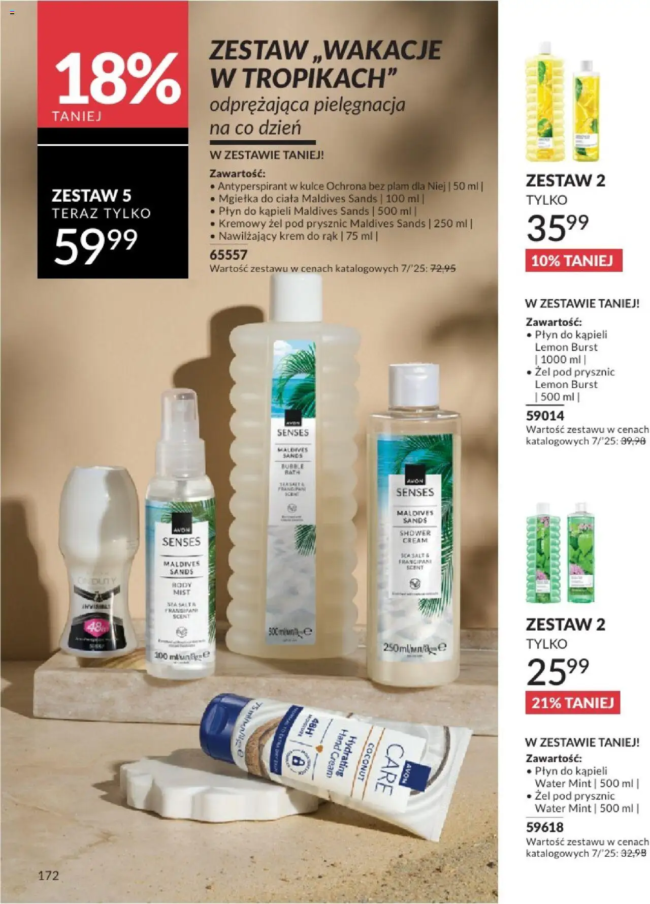 Avon Katalog 07 2025 od 01.07.2025 | Strona: 172 | Produkty: Płyn do kąpieli, Prysznic, Krem do rąk, Krem