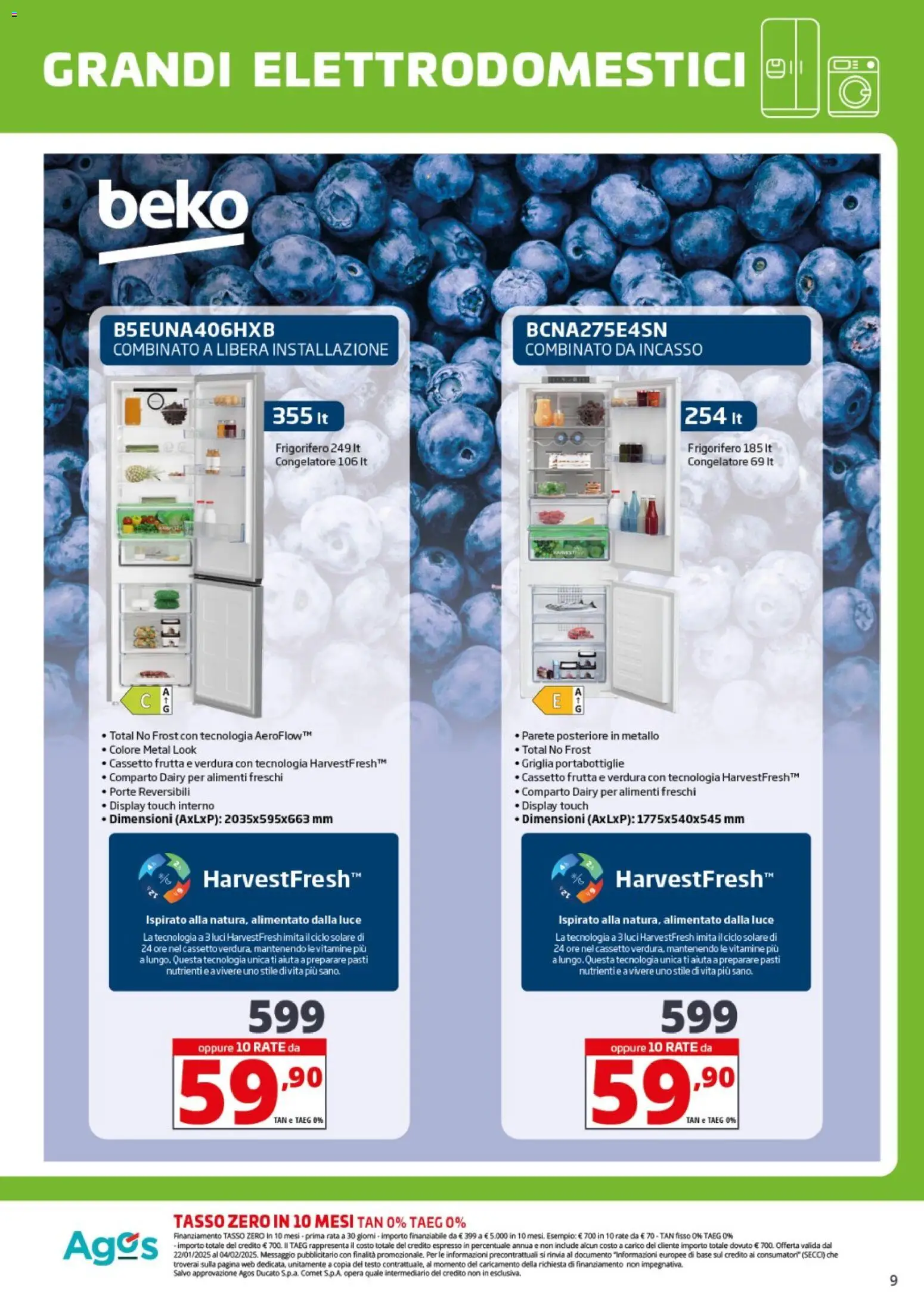 Volantino Comet del 23.01.2026 | Pagina: 9 | Prodotti: Frutta, Frigorifero, Congelatore, Griglia