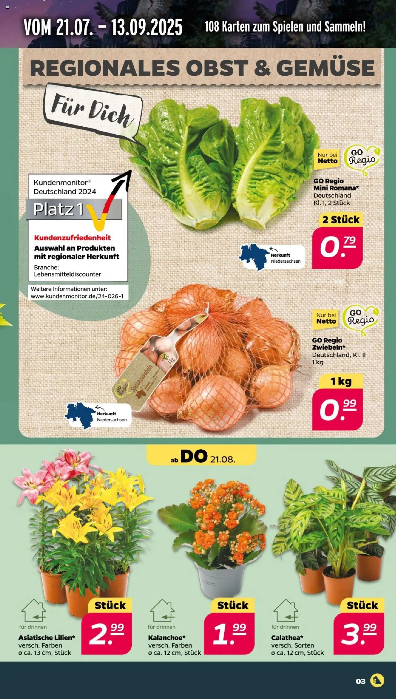 Netto Prospekt 	 - gültig ab dem 18.08.2025 | Seite: 3 | Produkte: Gemüse, Obst