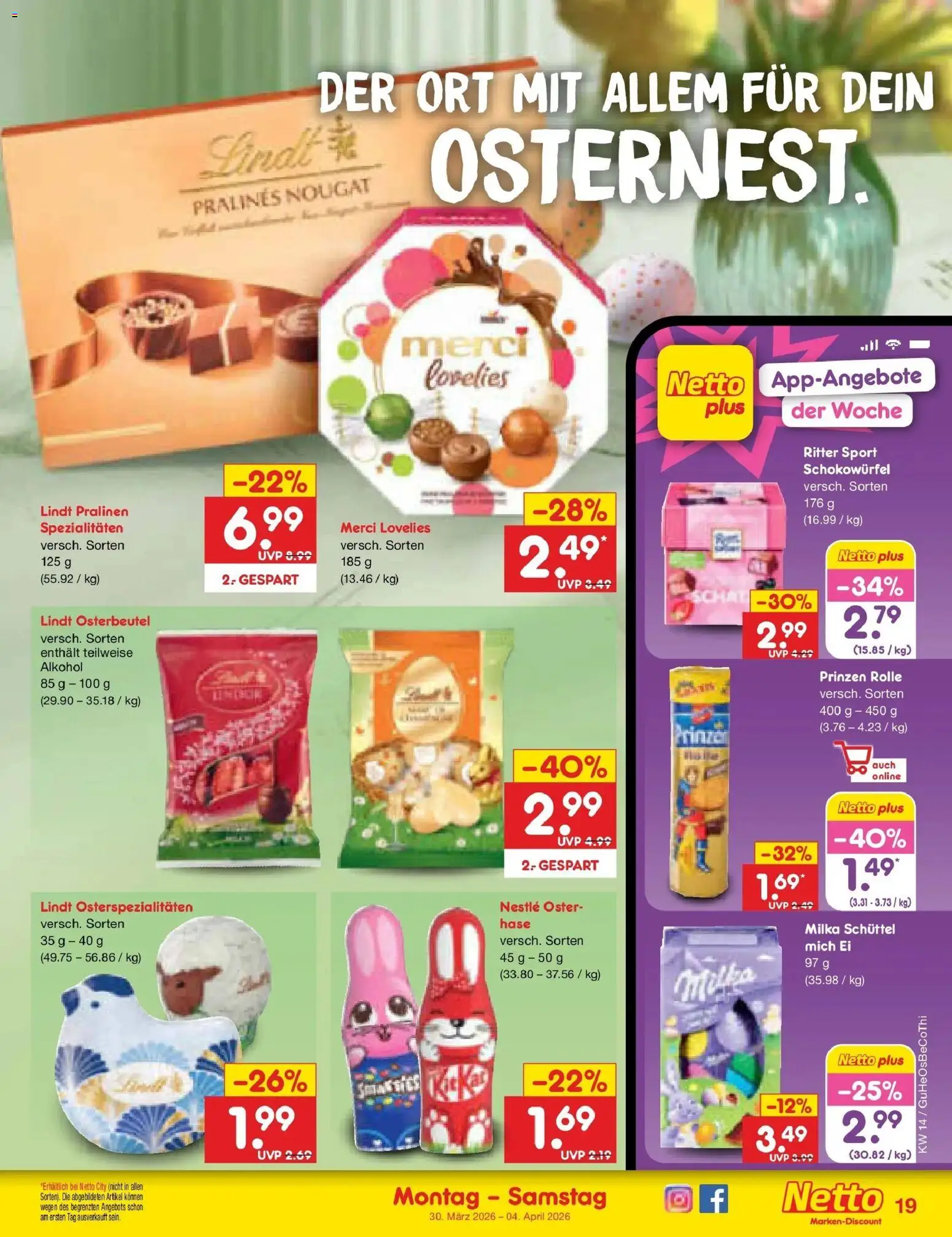 Netto Marken-Discount Prospekt Machern	 – gültig ab 29.03.2026 | Seite: 21 | Produkte: Merci, Ritter sport, Milka, Lindt