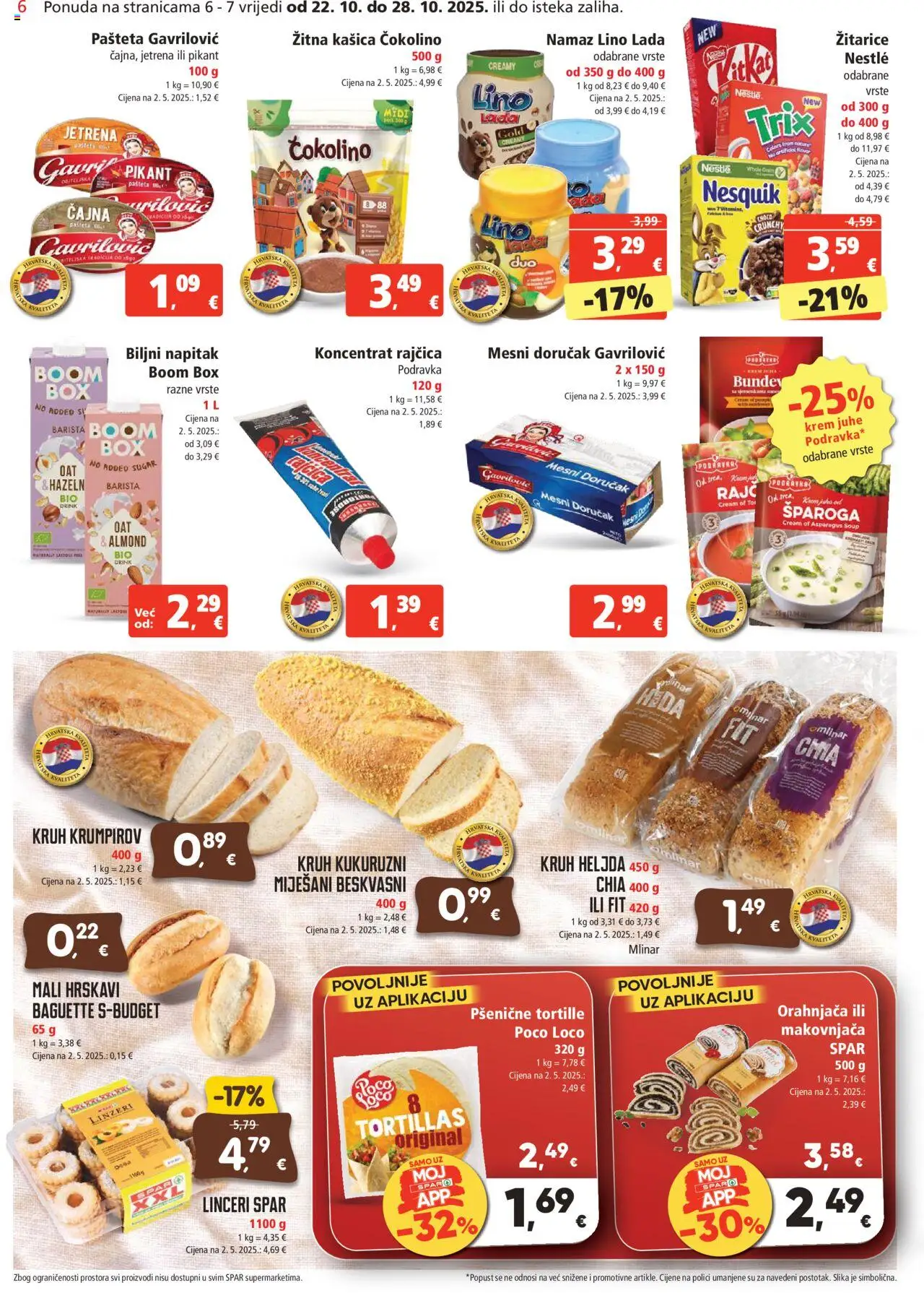 Spar katalog | vrijedi od 22.10.2025 | Stranica: 6 | Proizvodi: Lino Lada, Podravka, Nesquik, Mesni doručak