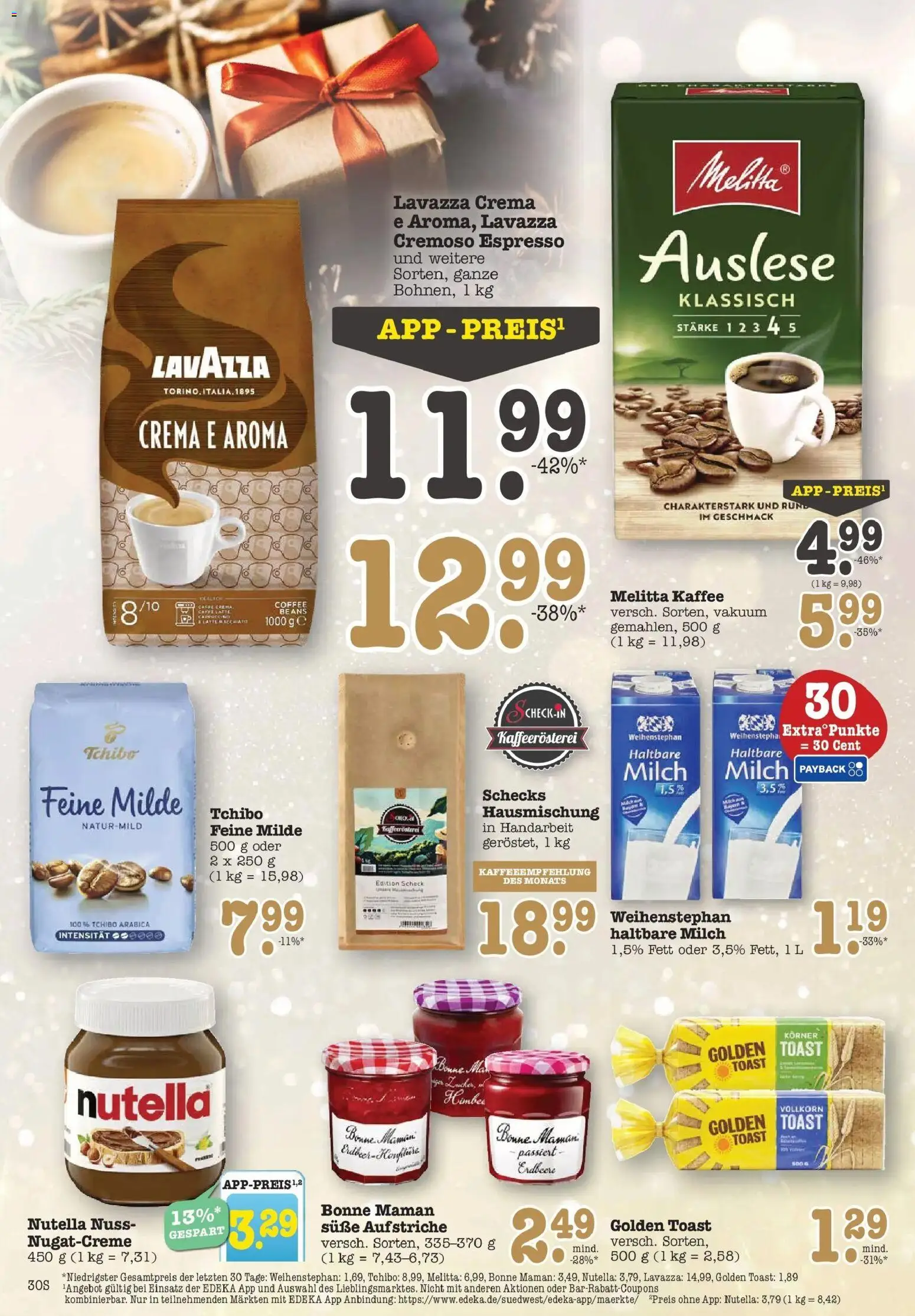 Edeka prospekt Bühlertal	 – gültig ab 15.12.2025 | Seite: 30 | Produkte: Lavazza, Milch, Kaffee, Nutella