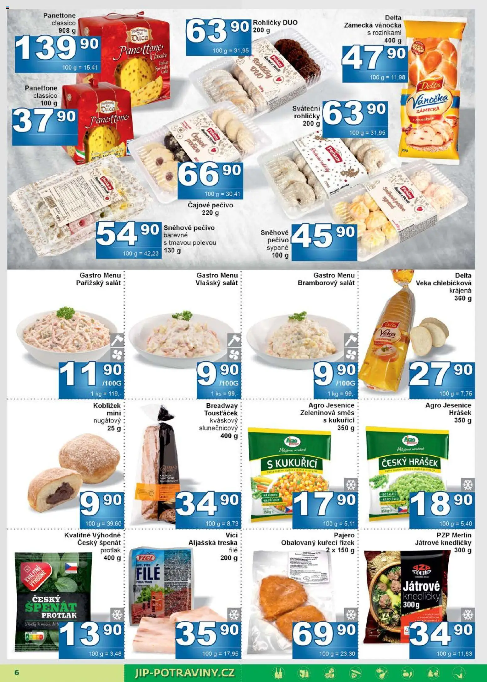 Jip leták od 17.12.2025 | Strana: 6 | Produkty: Bramborový salát, Salát, Vánočka, Hrášek