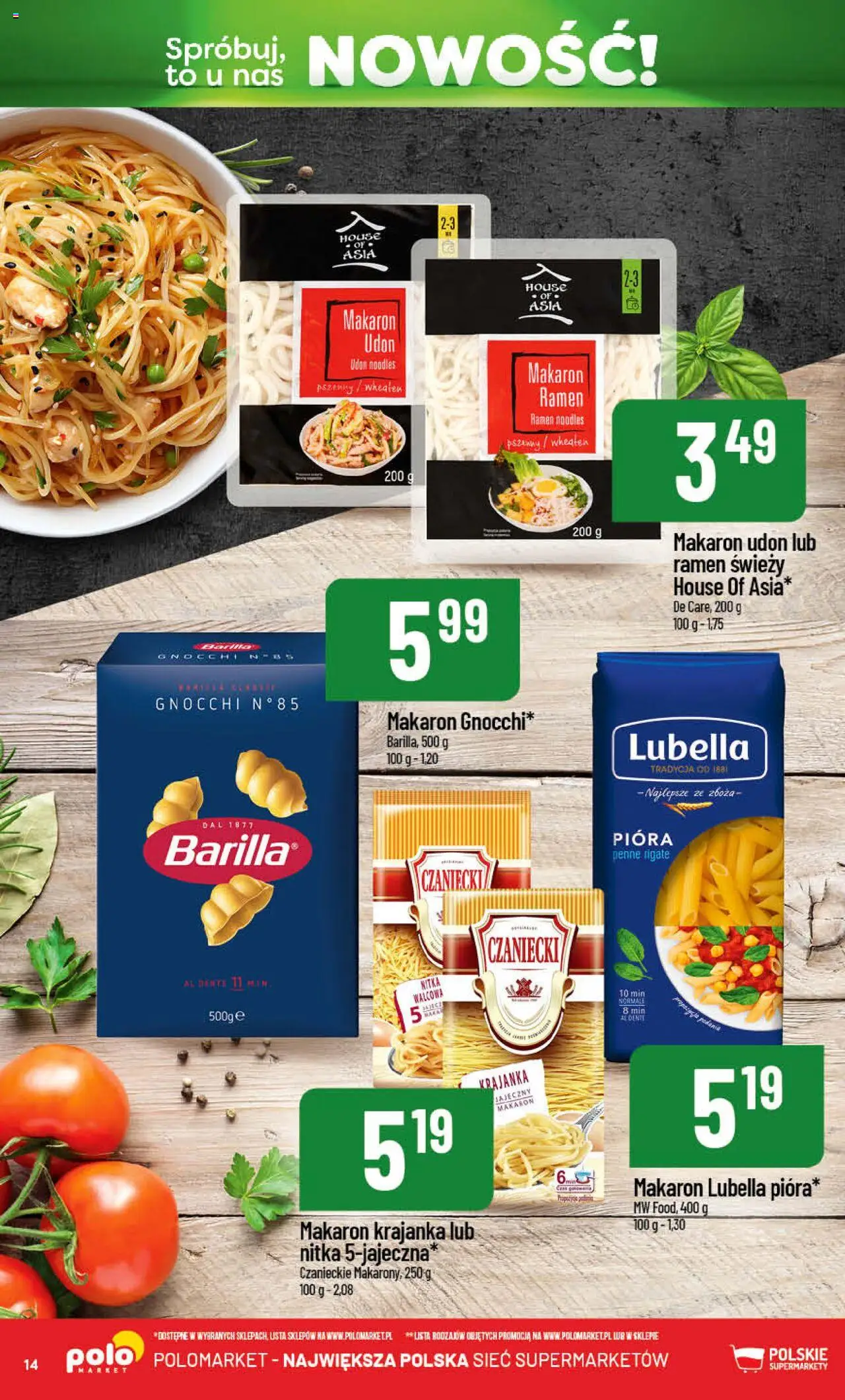POLOmarket Gazetka - Nowości od 14.08.2025 | Strona: 14 | Produkty: Penne, Makaron udon, Gnocchi, Makaron