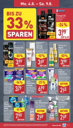 Aldi Prospekt 	 - gültig ab dem 04.08.2025 | Seite: 9 | Produkte: Shampoo, Haaröl, Duschgel, Deospray