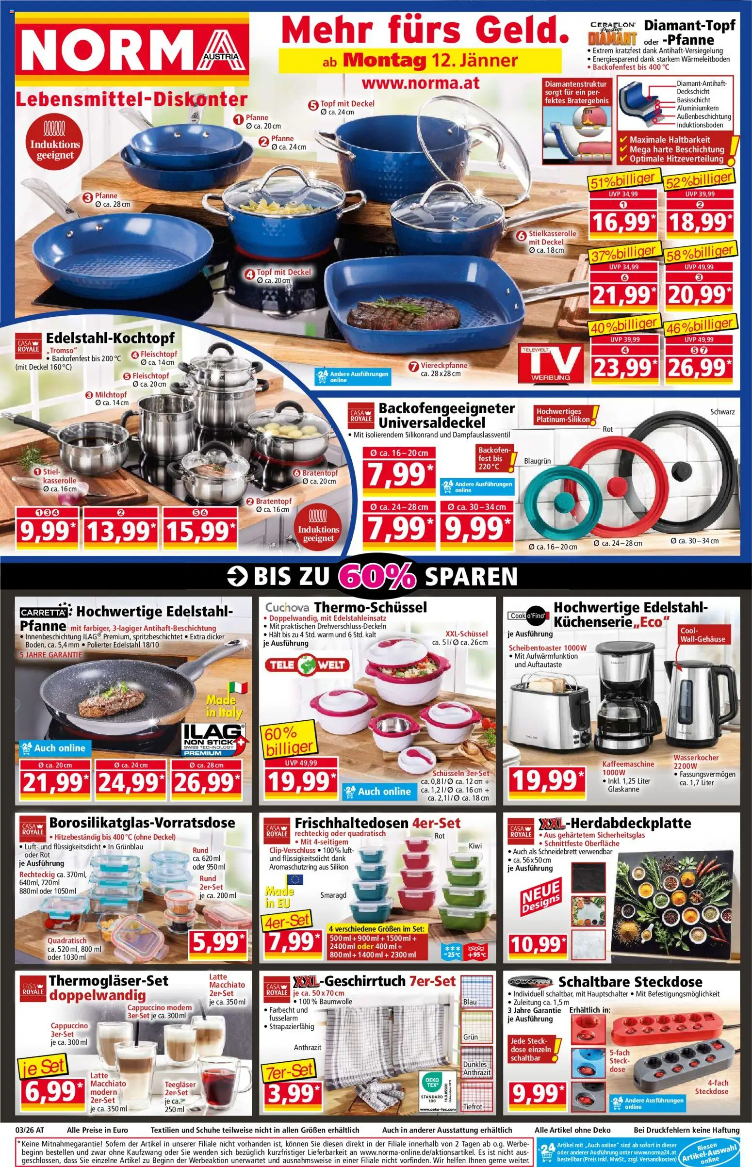 Norma Flugblatt gültig ab 12.01.2026 | Seite: 1 | Produkte: Kiwi, Kaffeemaschine, Wasserkocher, Steckdose