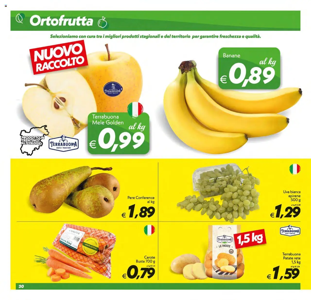 Volantino SuperConveniente del 17.10.2025 | Pagina: 20 | Prodotti: Mele, Patate, Carote, Uva