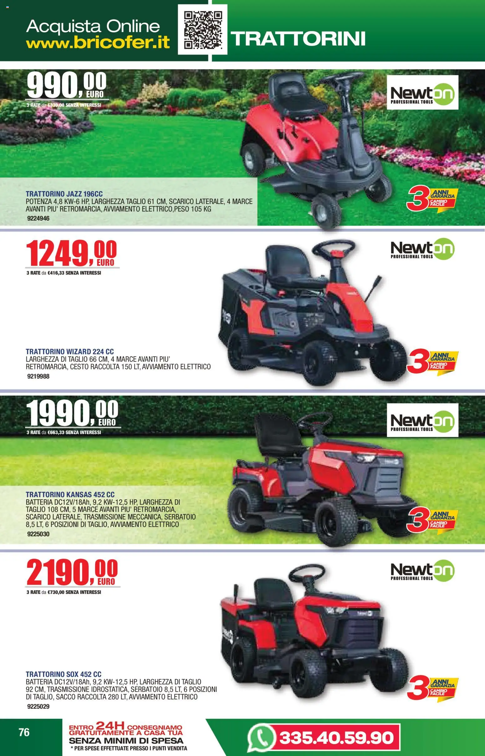 Volantino Bricofer del 14.04.2026 | Pagina: 76 | Prodotti: Trattorino, Batteria