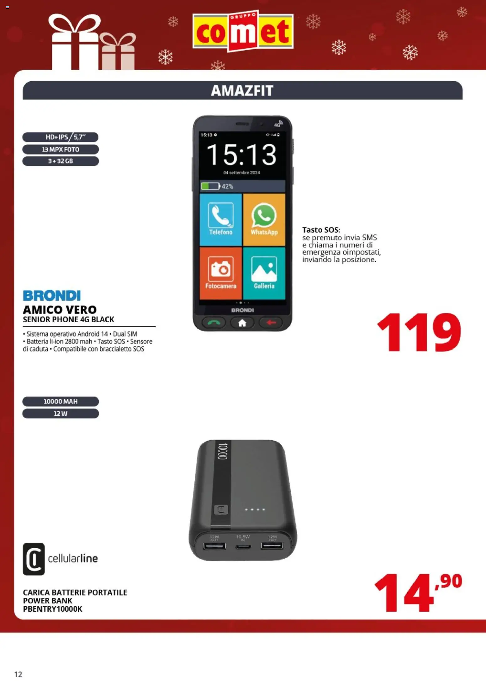 Volantino Comet del 12.12.2025 | Pagina: 12 | Prodotti: Power bank, Telefono, Batteria, Batterie