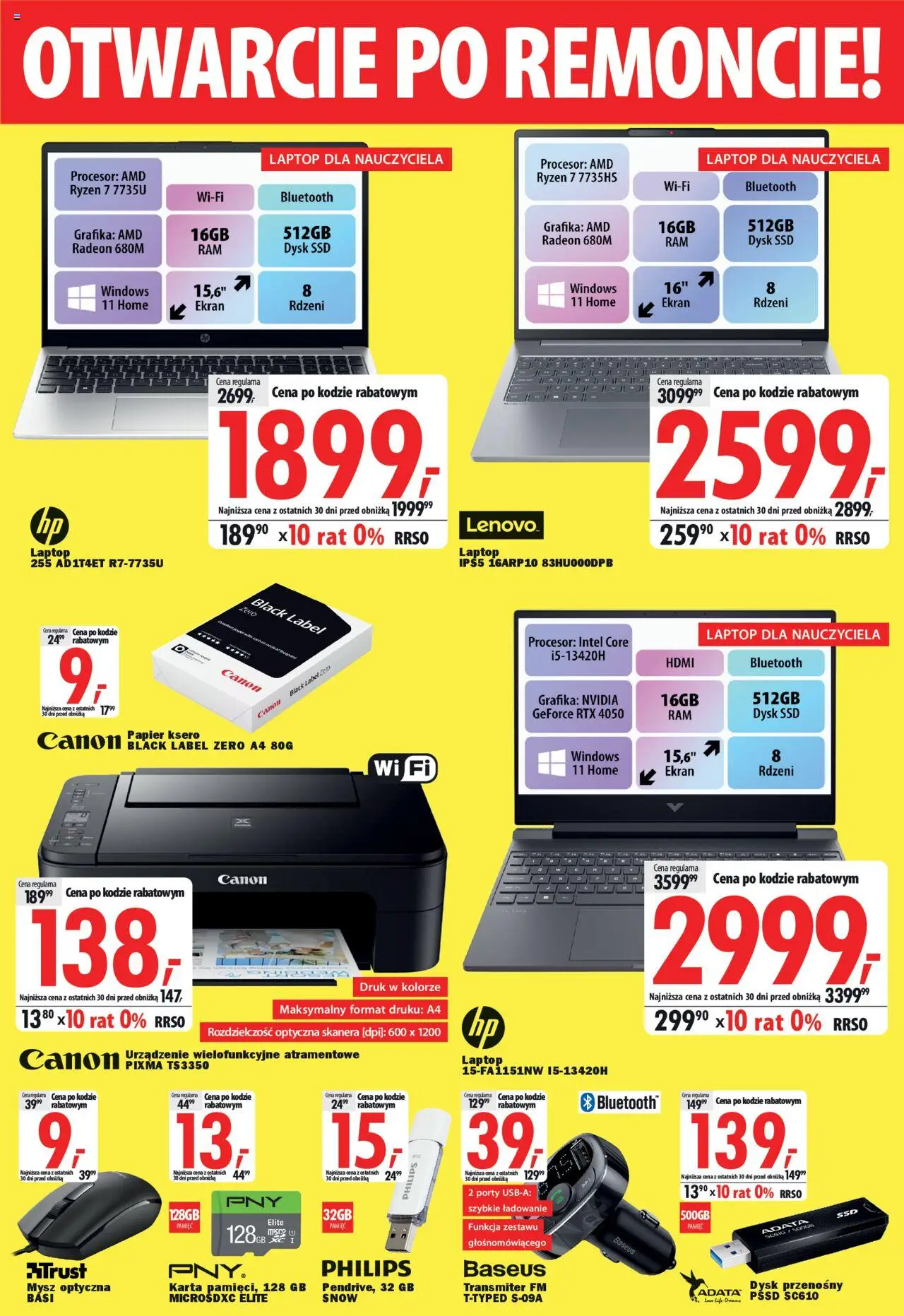 Mediaexpert Gazetka - Otwarcie po remoncie Rawicz od 09.10.2025 | Strona: 5 | Produkty: Karta, Laptop, Mysz, Papier ksero