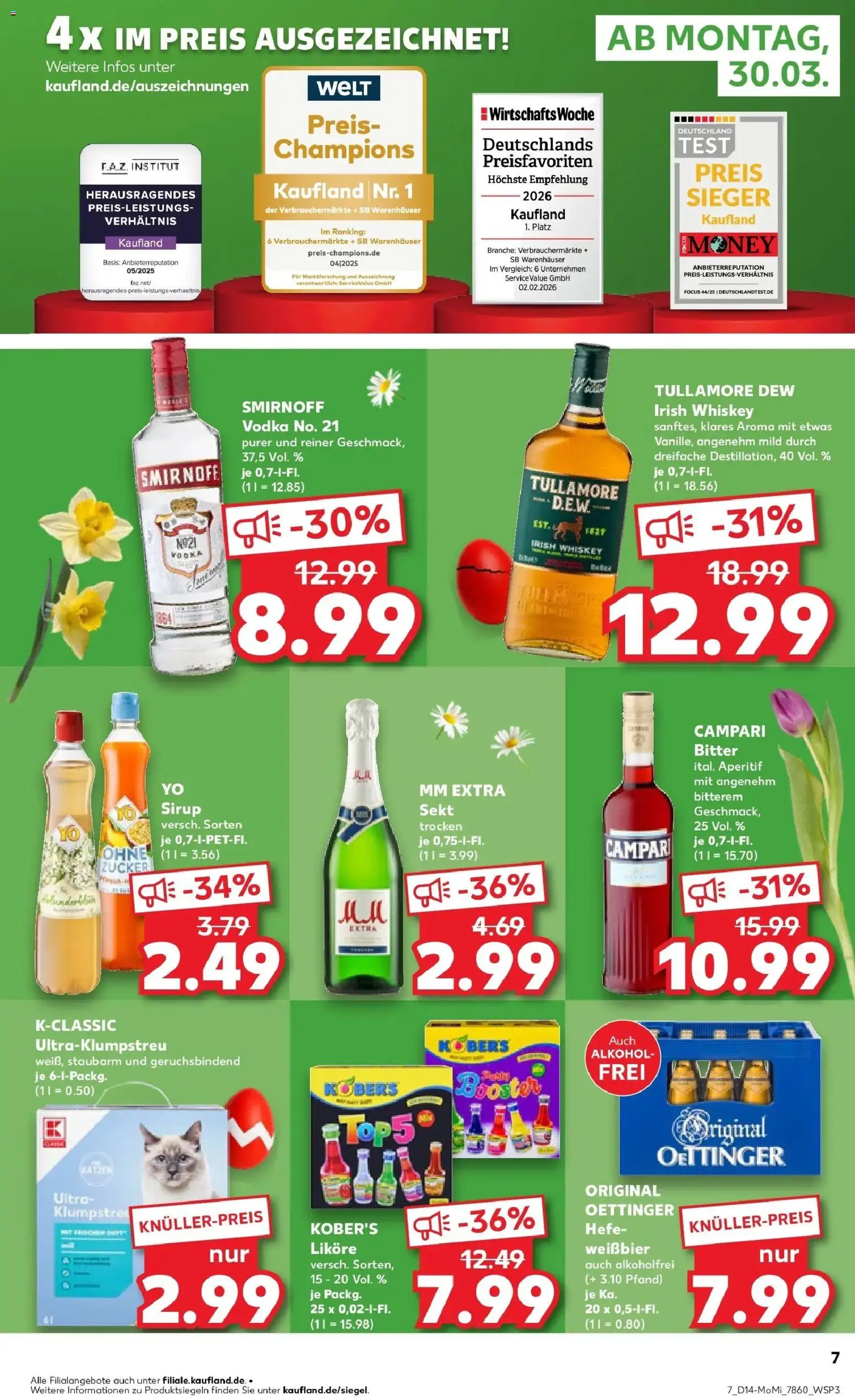 Kaufland Prospekt Aalen	 – gültig ab 30.03.2026 | Seite: 7 | Produkte: Weißbier, Campari, Oettinger, Vodka