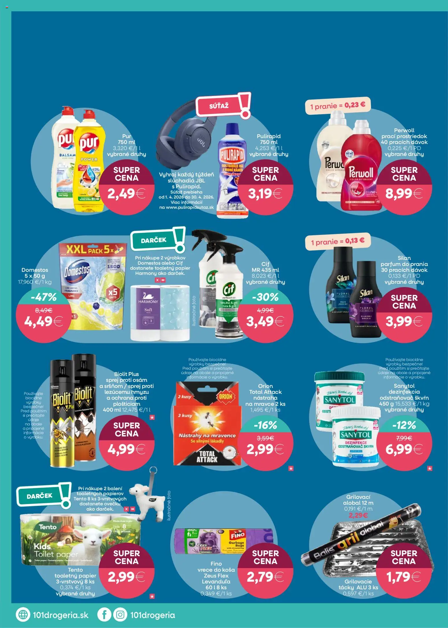 Nové 101 drogerie akcie – leták je platný od 08.04.2026 | Strana: 4 | Produkty: Gril, Slúchadlá, Sanytol