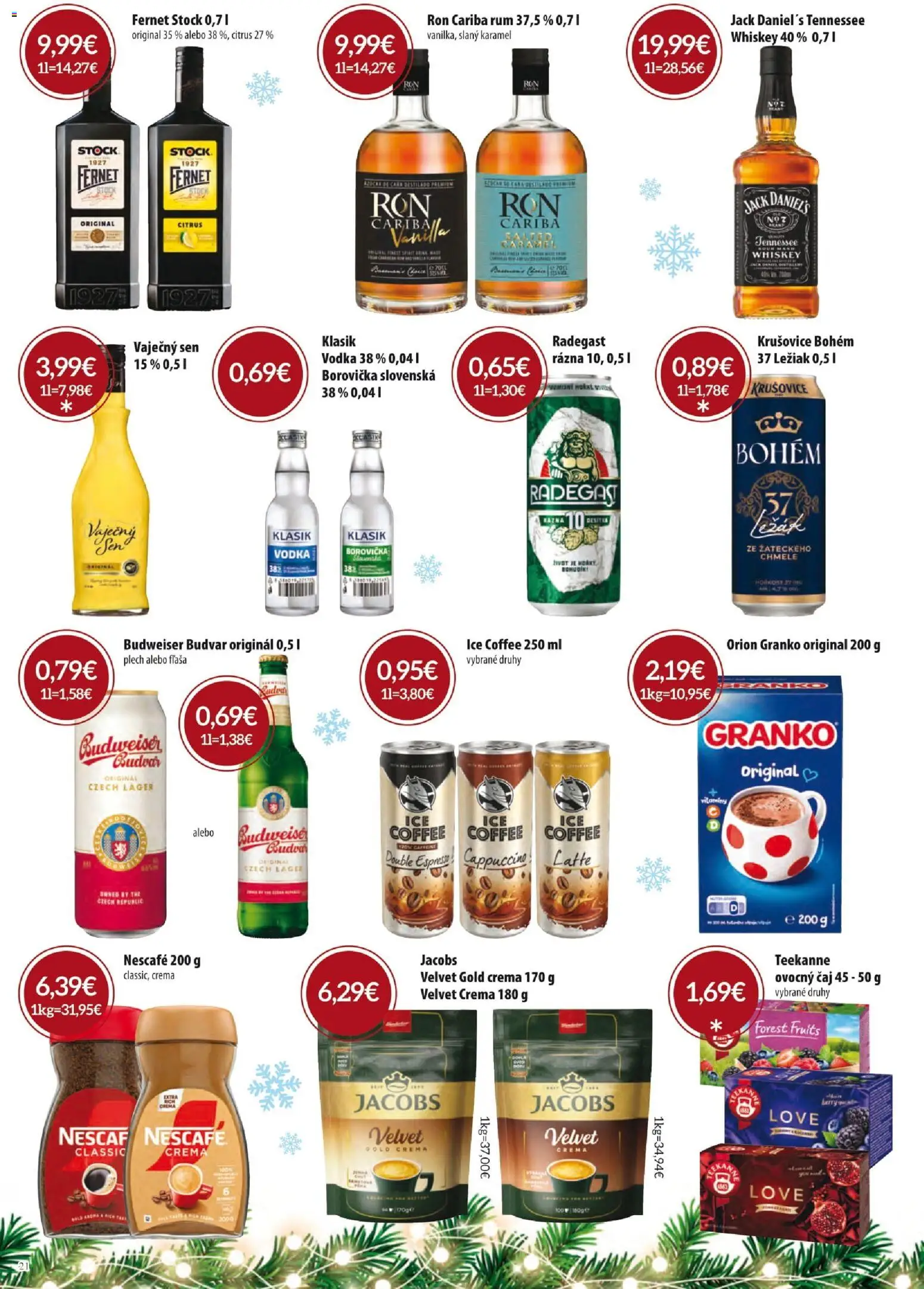 Nové KARMEN CBA akcie – leták je platný od 01.12.2025 | Strana: 21 | Produkty: Čaj, Fernet, Teekanne, Jack Daniel's