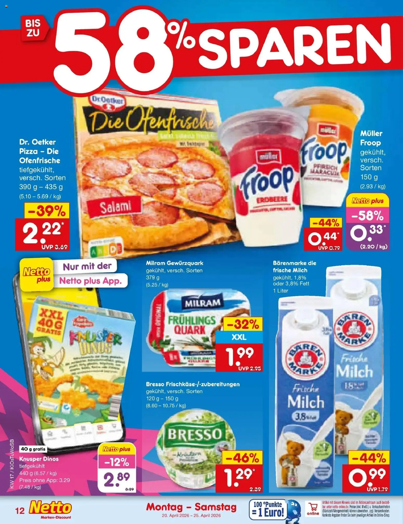 Netto Marken-Discount Prospekt Oberhaid	 – gültig ab 20.04.2026 | Seite: 14 | Produkte: Milch, Ofenfrische, Milram, Pizza