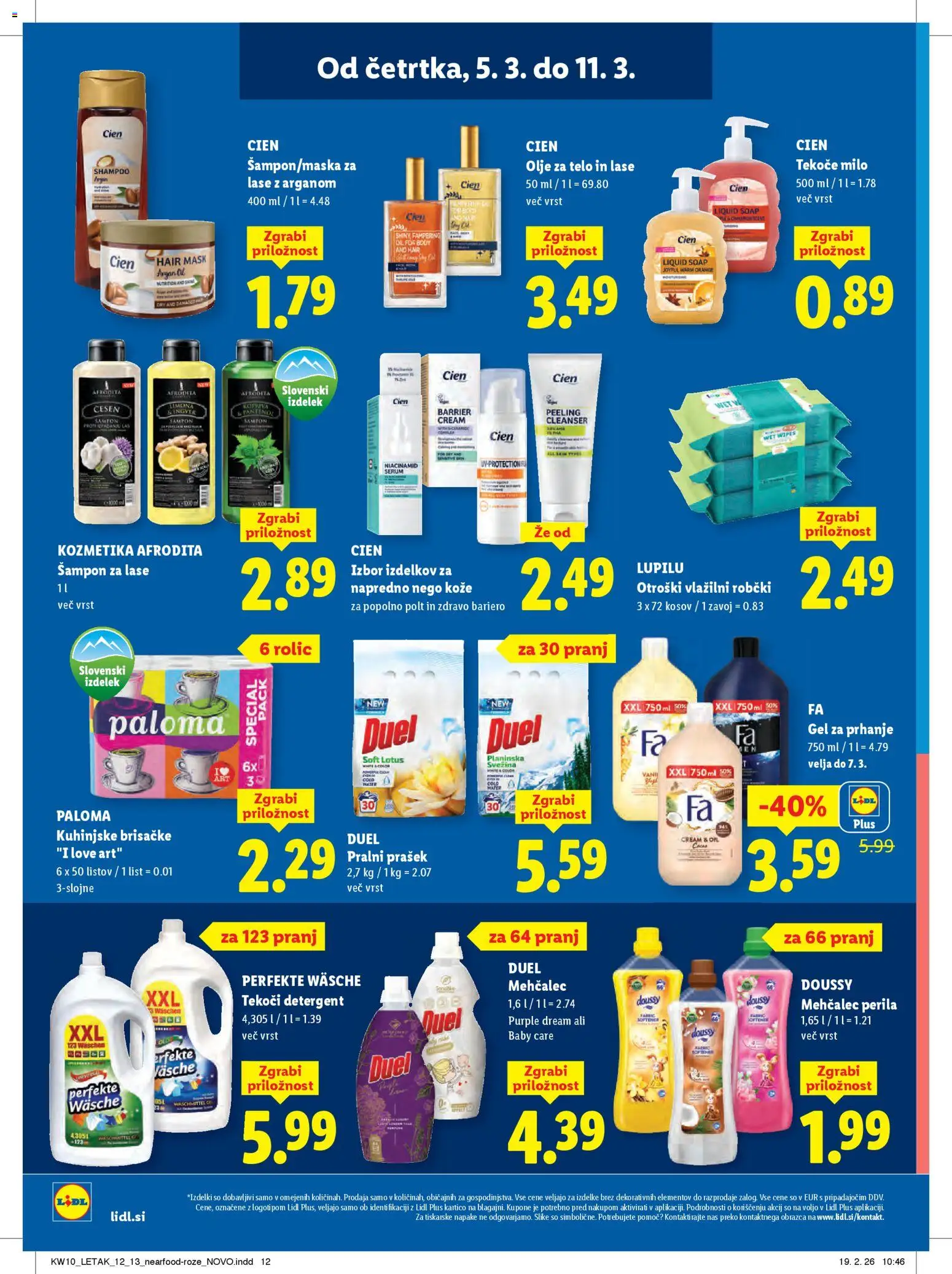 Novi Lidl katalog ponudbe – veljaven od 05.03.2026 | Stran: 32 | Izdelki: Prašek, Sampon, Cesen, Vlažilni robčki