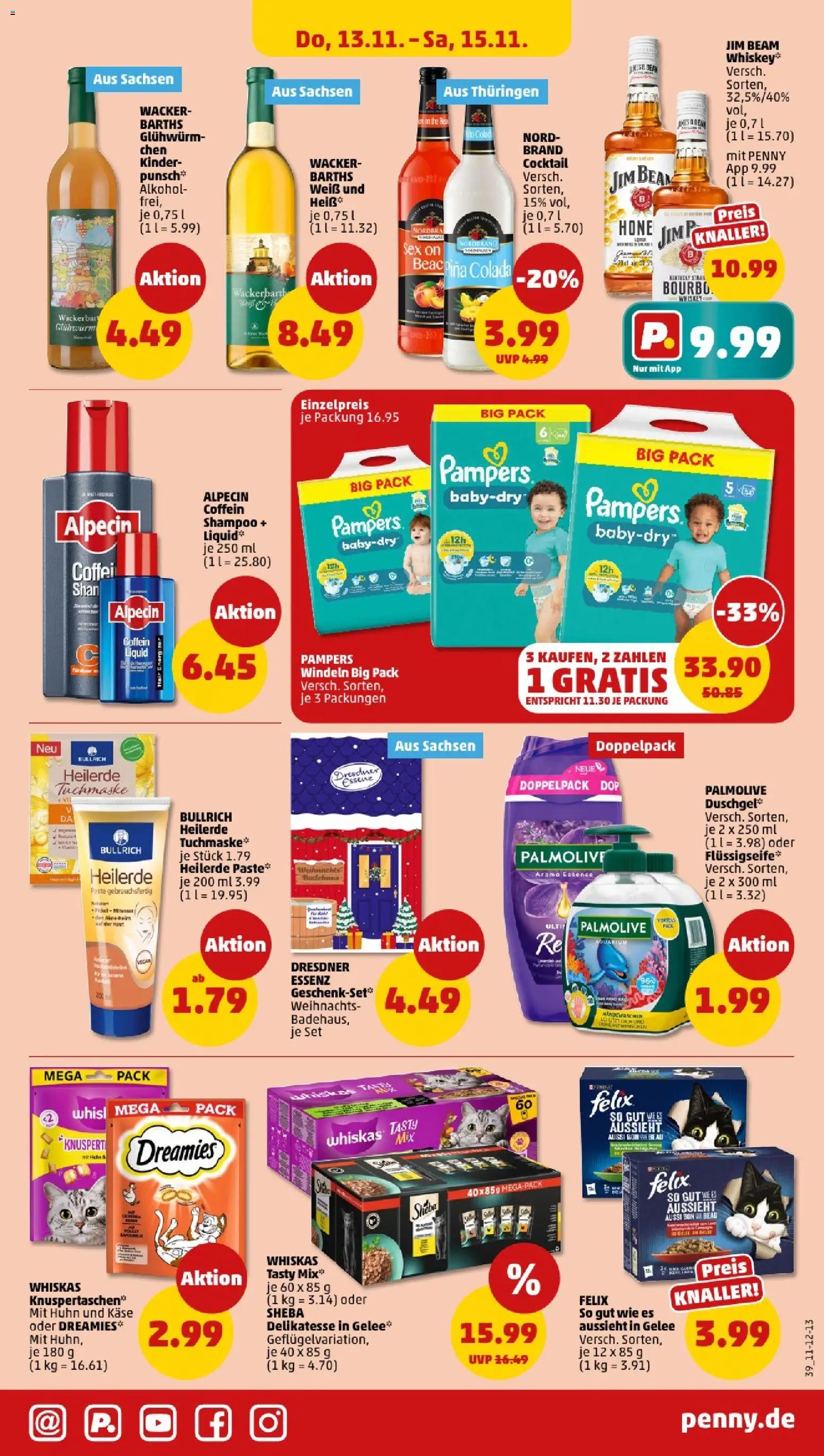 Penny - Sachsen – gültig ab 10.11.2025 | Seite: 39 | Produkte: Sheba, Käse, Tuchmaske, Whiskas