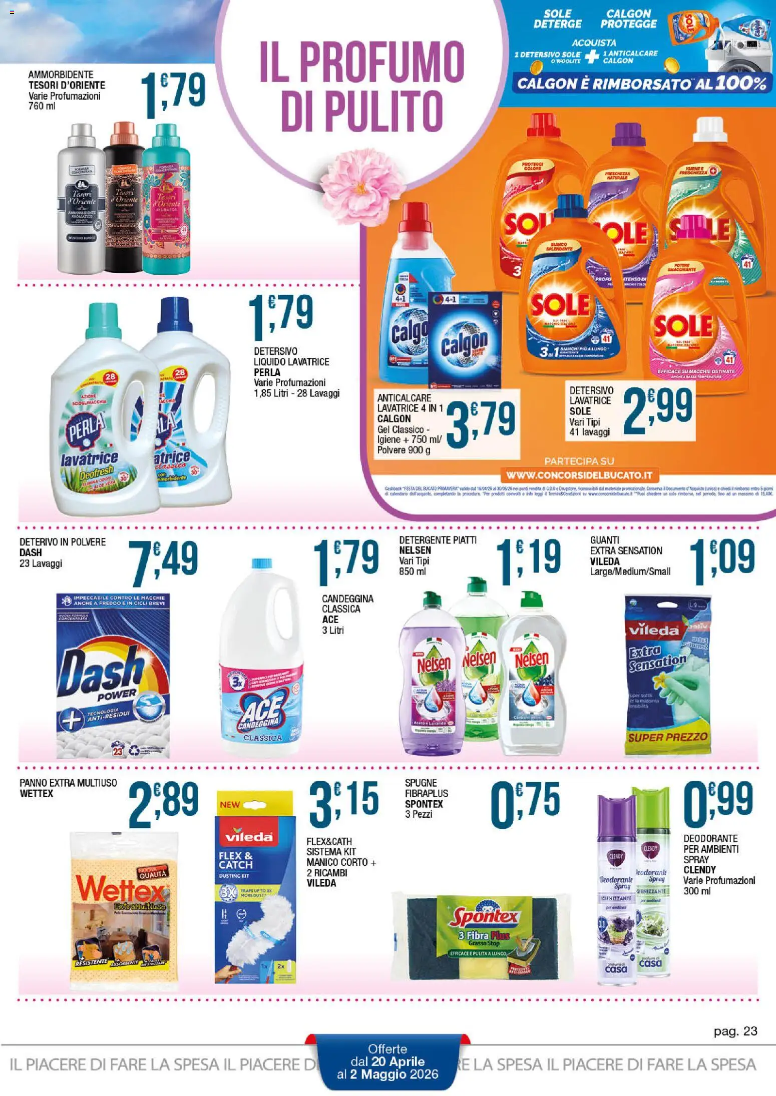 Volantino Sidis del 20.04.2026 | Pagina: 23 | Prodotti: Deodorante, Detergente, Guanti, Profumo