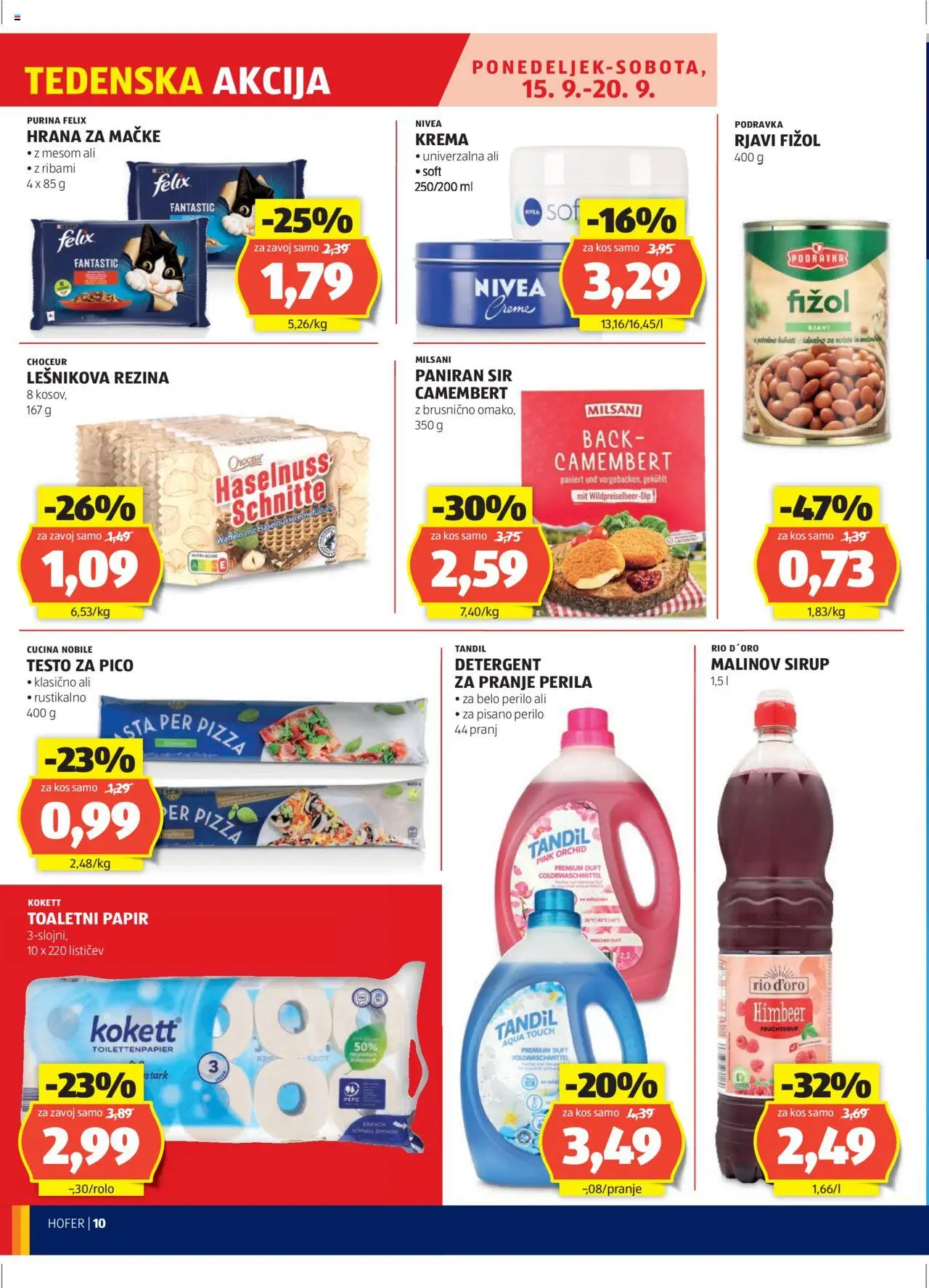 Hofer SI katalog | vrijedi od 11.09.2025 | Stranica: 10 | Proizvodi: Sir, Pizza, Nivea, Sirup
