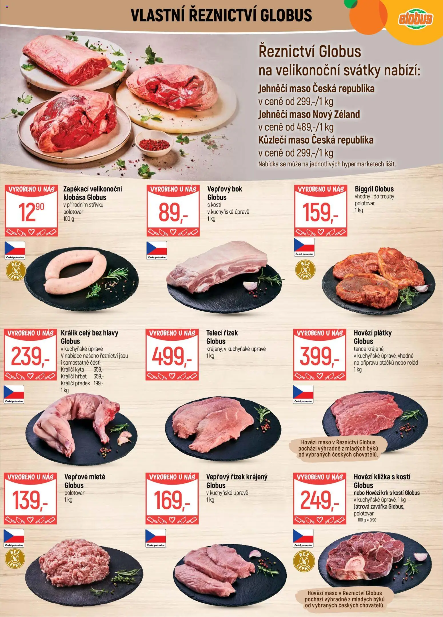 Globus leták - Opava od 01.04.2026 | Strana: 4 | Produkty: Globus, Hovězí maso, Klobása, Maso