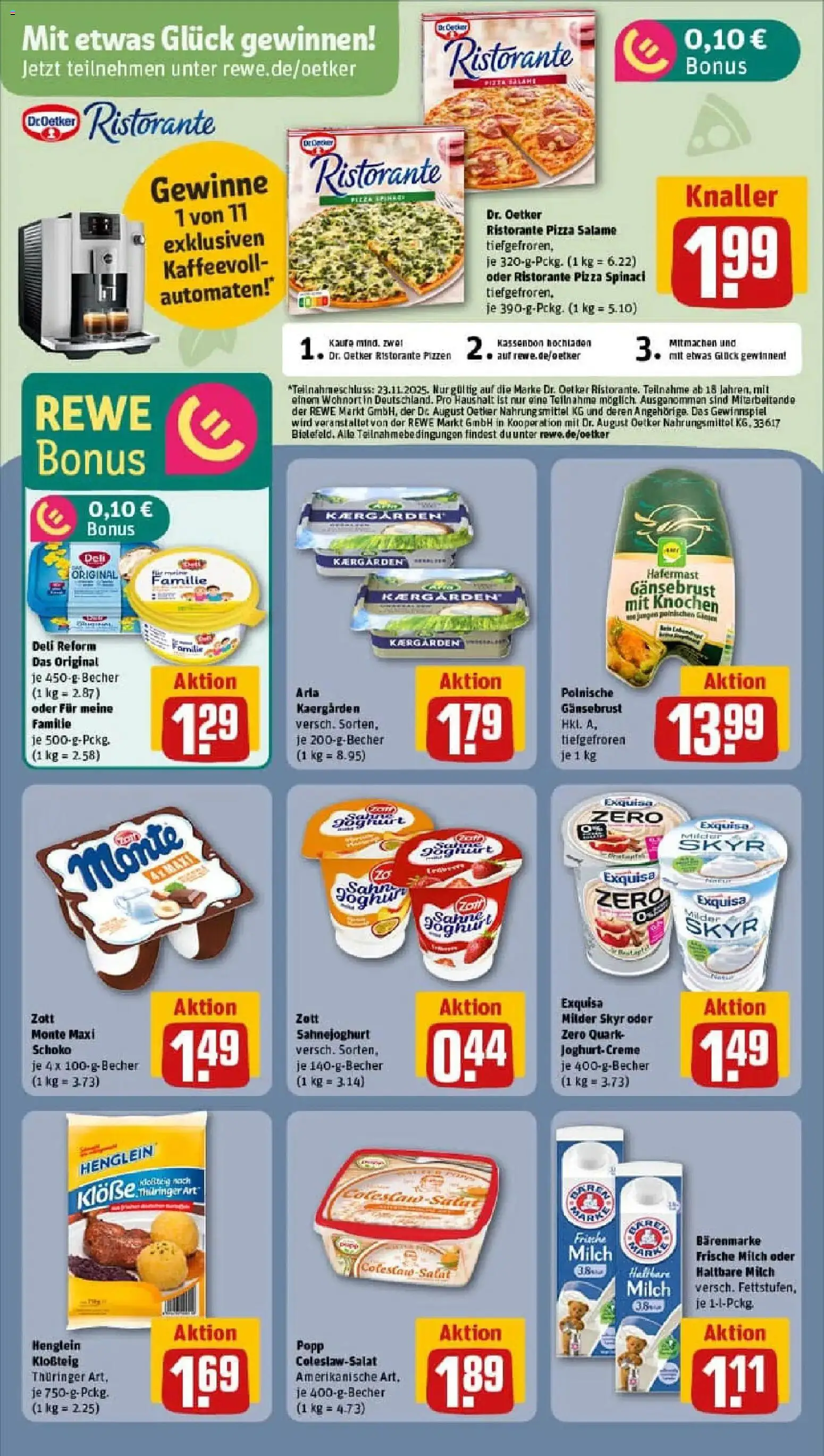 Rewe prospekt Berlin / Mitte	 – gültig ab 02.11.2025 | Seite: 10 | Produkte: Quark, Milch, Exquisa, Pizza