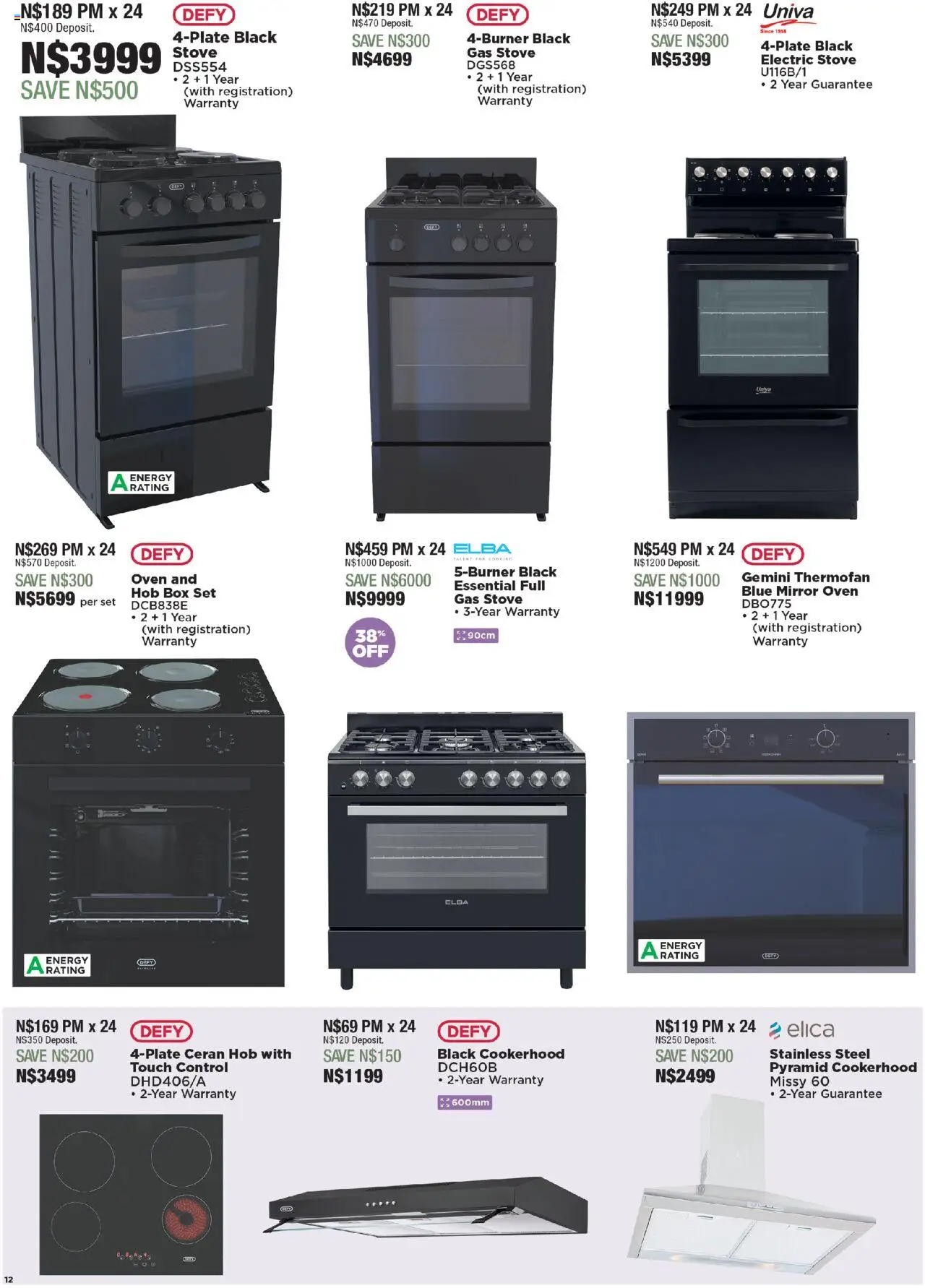 House and Home - Namibia Catalogue │ valid from 18.08.2025 | Page: 12 | Products: Oven, Hob, Stove, Gas stove