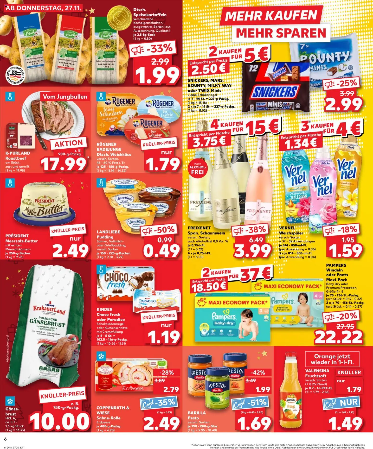 Kaufland prospekt Rostock	 – gültig ab 30.11.2025 | Seite: 6 | Produkte: Butter, Barilla, Pampers, Vernel