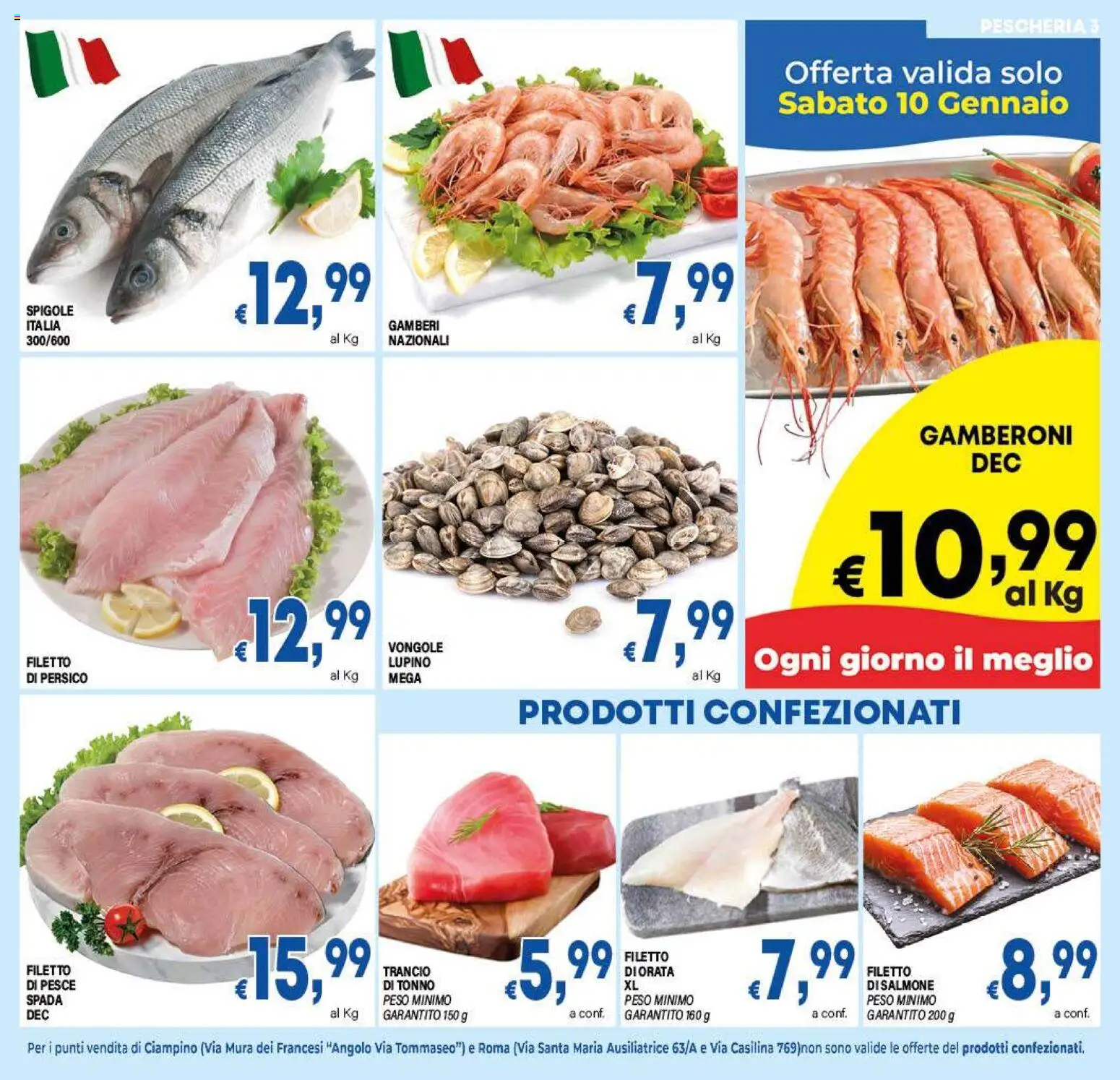 Volantino DEM del 07.01.2026 | Pagina: 3 | Prodotti: Pesce, Gamberi, Vongole, Gamberoni