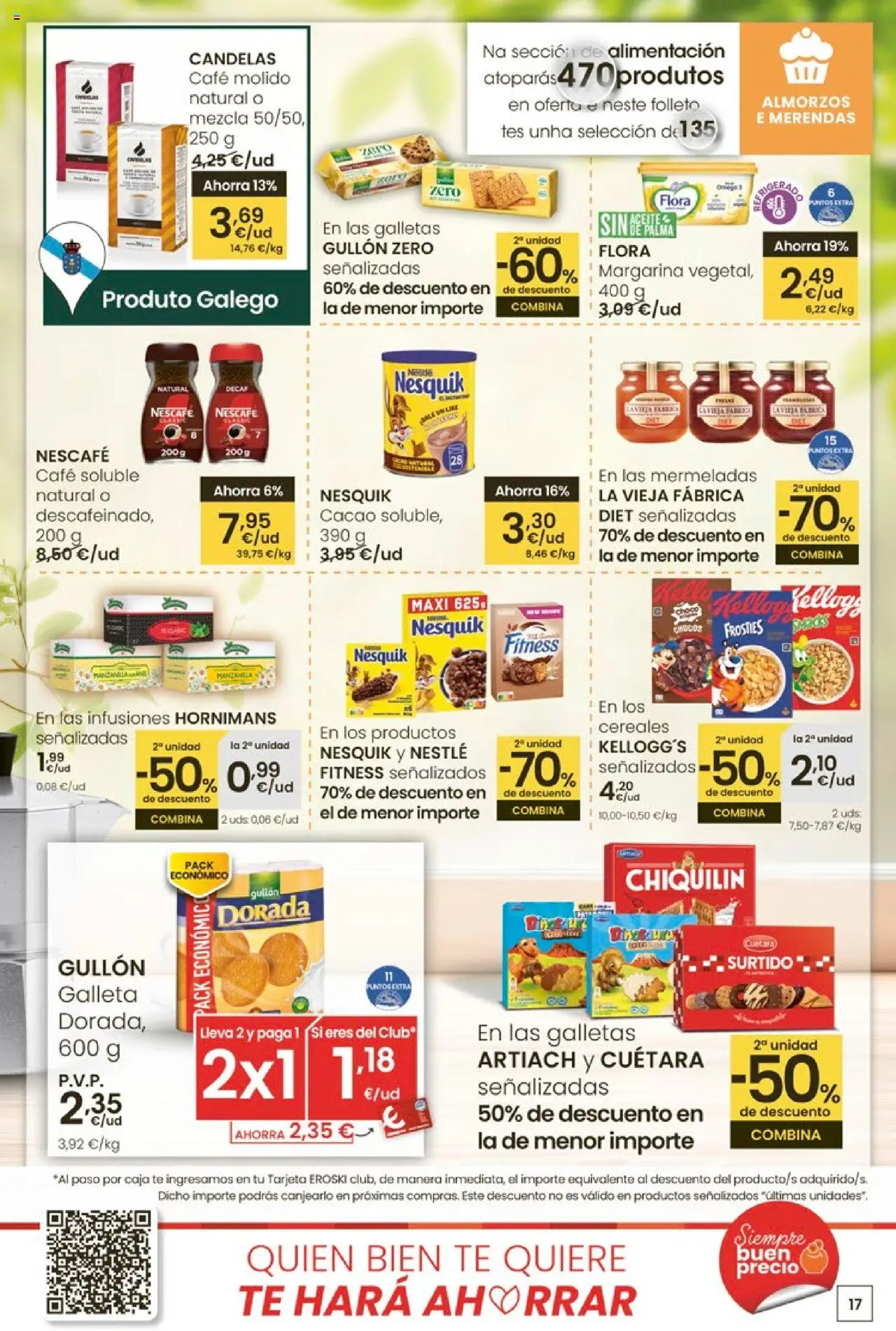 Eroski - Ofertón │ válido desde el 02.10.2025 | Página: 17 | Productos: Café molido, Té, Margarina, Φρυγανιές σικάλεως