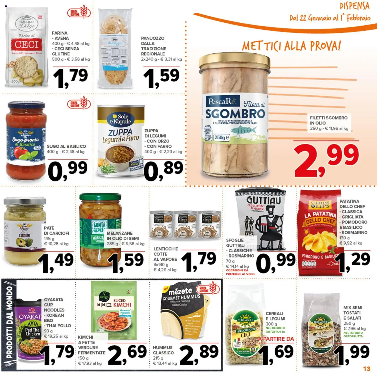 Volantino Todis del 22.01.2026 | Pagina: 13 | Prodotti: Cereali, Ceci, Lenticchie, Farina
