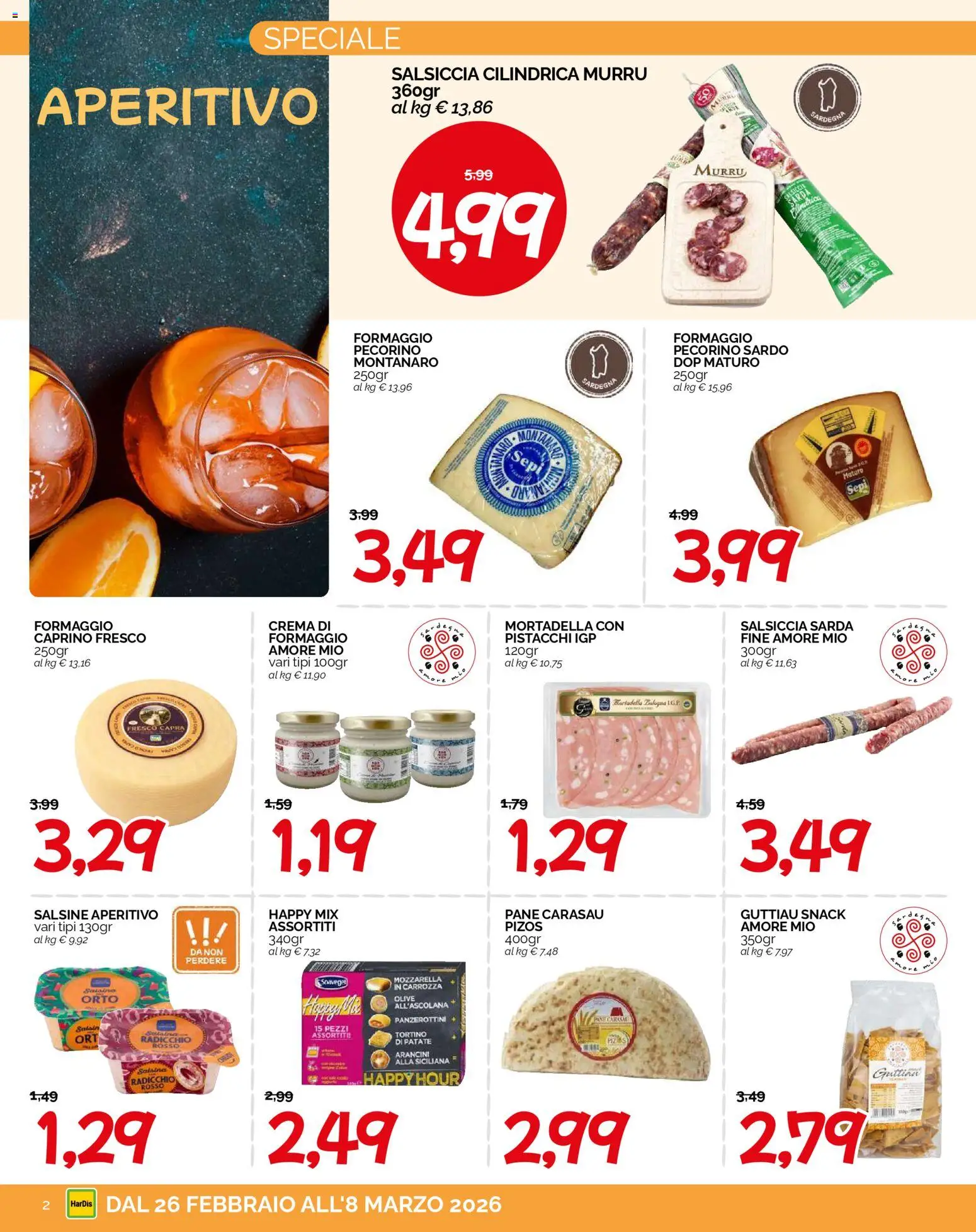 Volantino HarDis del 26.02.2026 | Pagina: 2 | Prodotti: Crema, Olive, Mortadella, Pistacchi