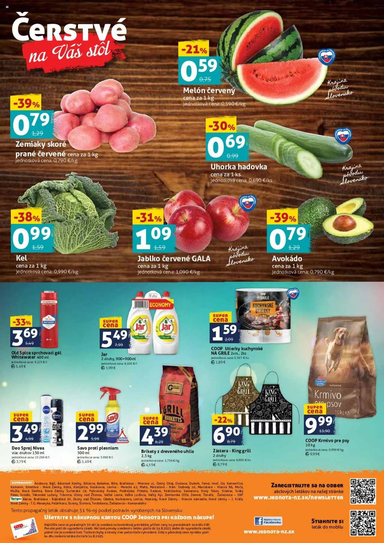 COOP Jednota víkendová ponuka │ platný od 22.08.2025 | Strana: 4 | Produkty: Stôl, Avokádo, Zemiaky, Melón