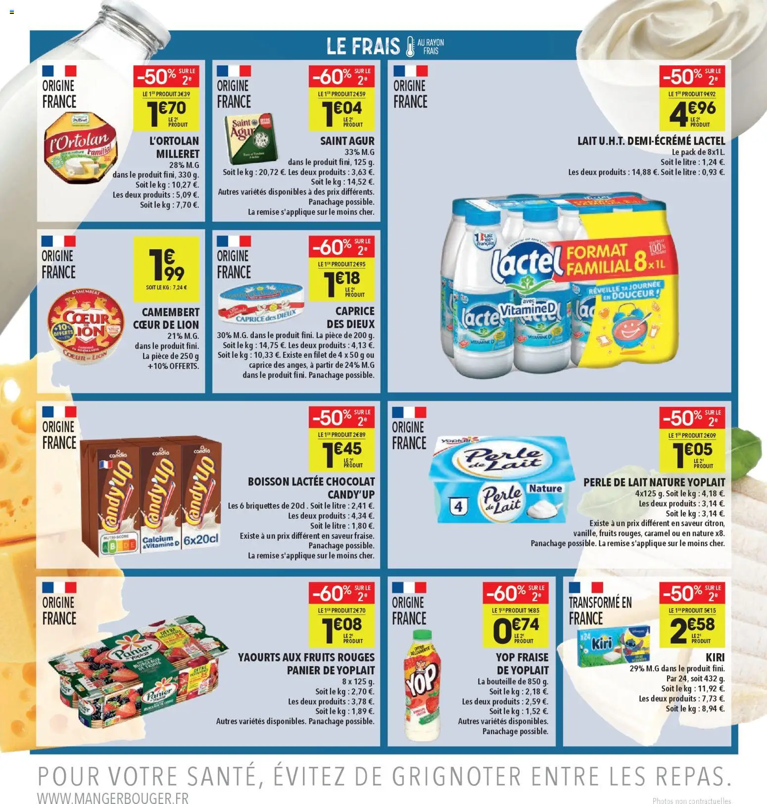 {H1} | Page: 2 | Produits: Yaourts, Caprice des dieux, Chocolat, Camembert