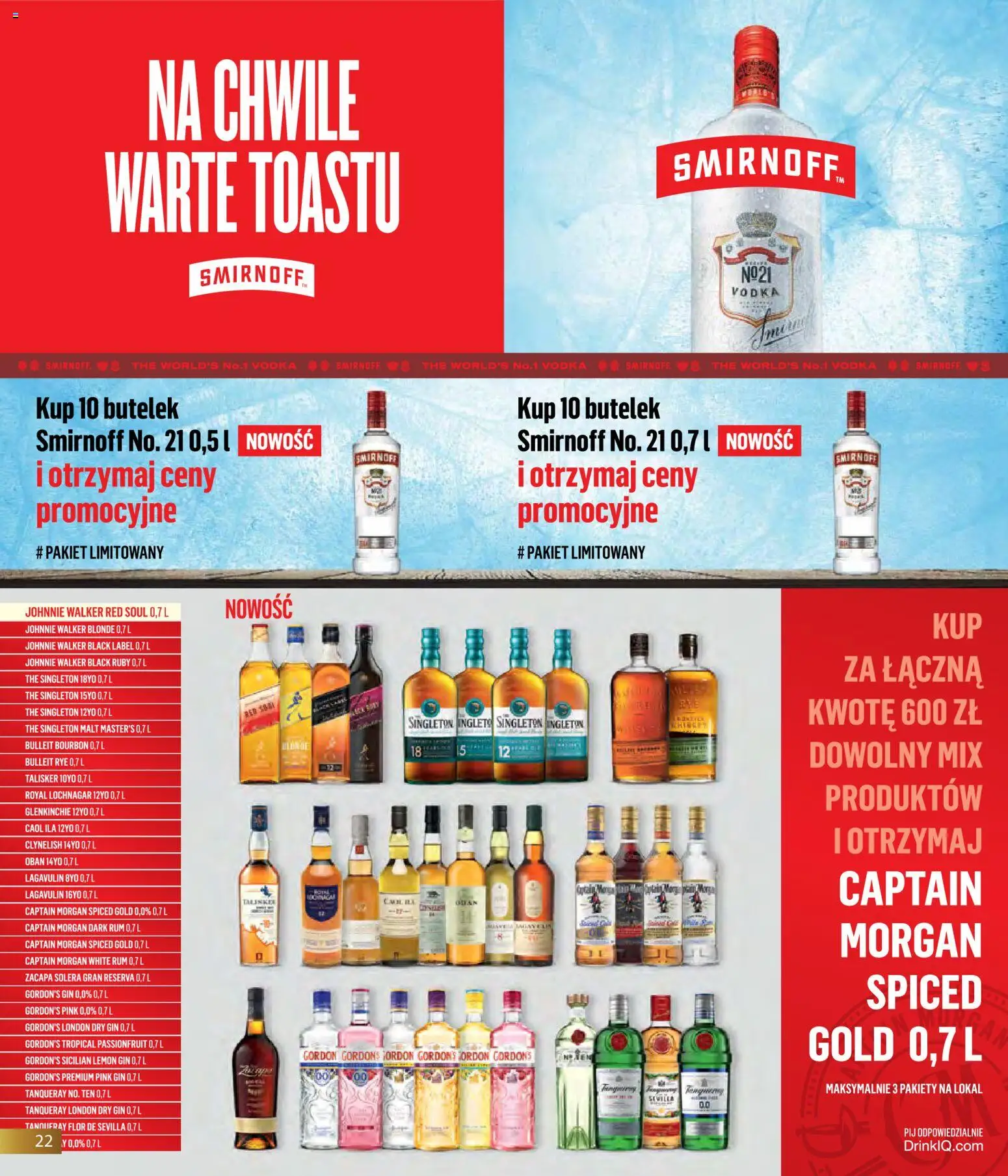 Eurocash gazetka - Horeca od 01.04.2026 | Strona: 22 | Produkty: Bourbon, Vodka, Rum, Gin