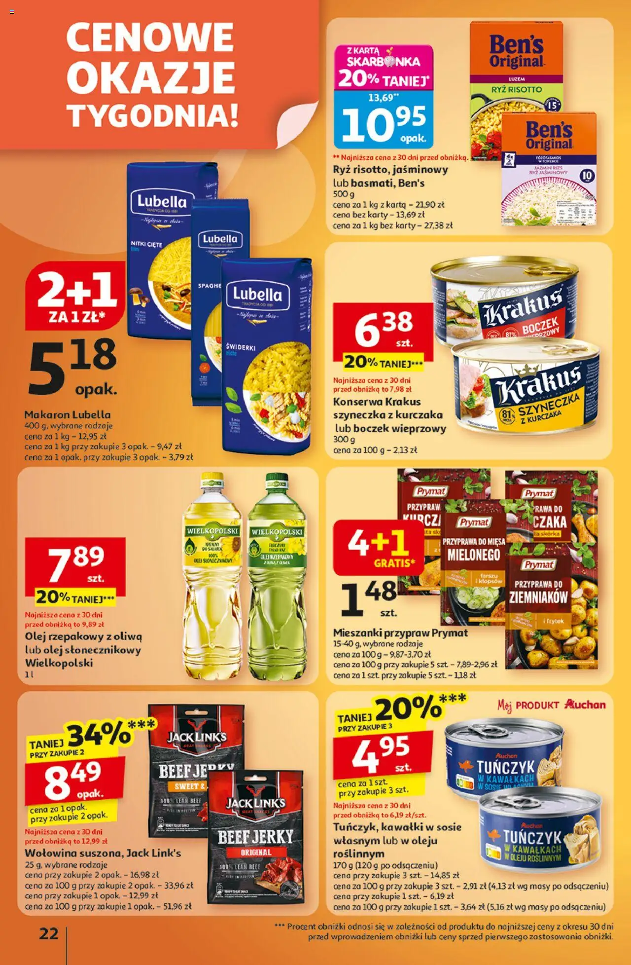 Auchan Gazetka - Wielkie przeboje cenowe Hipermarket od 09.10.2025 | Strona: 22 | Produkty: Karta, Olej rzepakowy, Tuńczyk, Olej