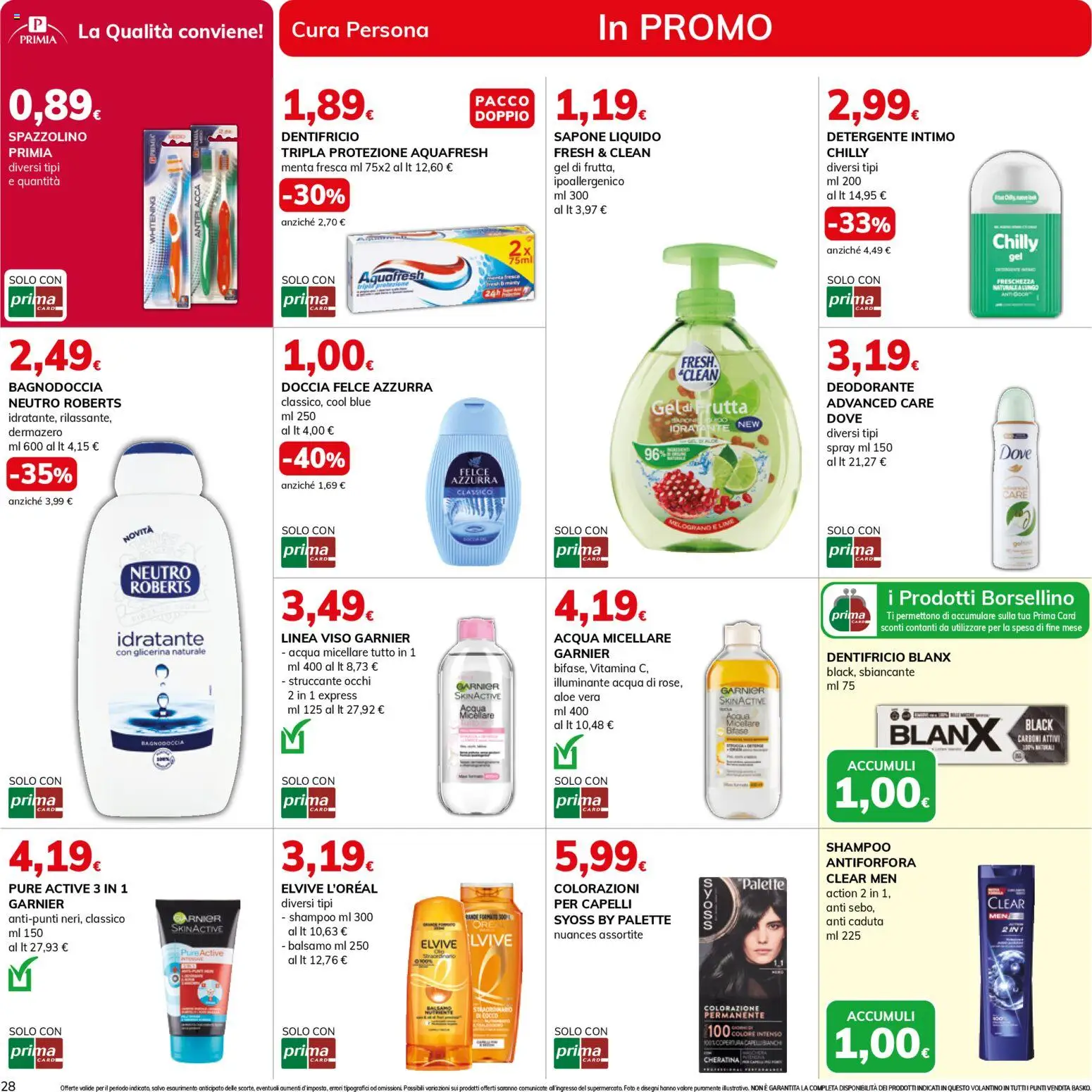 Volantino Basko del 24.03.2026 | Pagina: 28 | Prodotti: Struccante, Spazzolino, Intimo, Menta