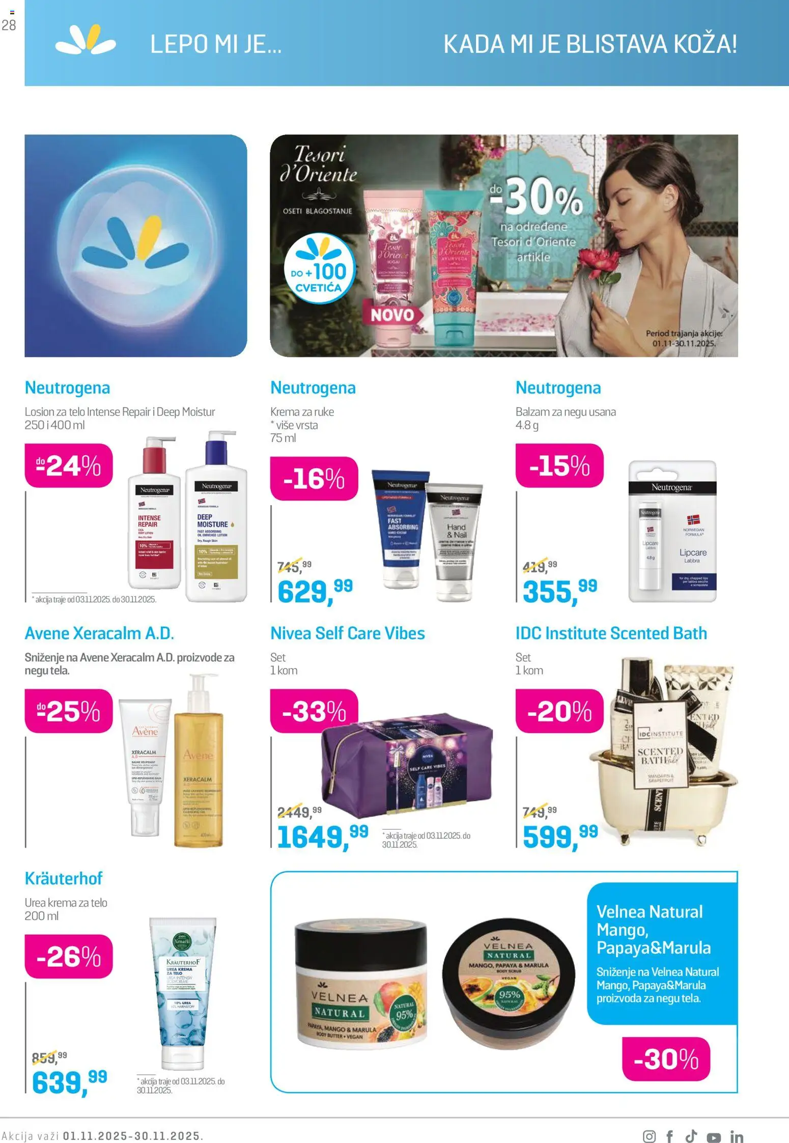 Lilly drogerie katalog - važi od 01.11.2025 | Strana: 28 | Proizvode: Mandarina, Mango, Nivea, Krema za telo