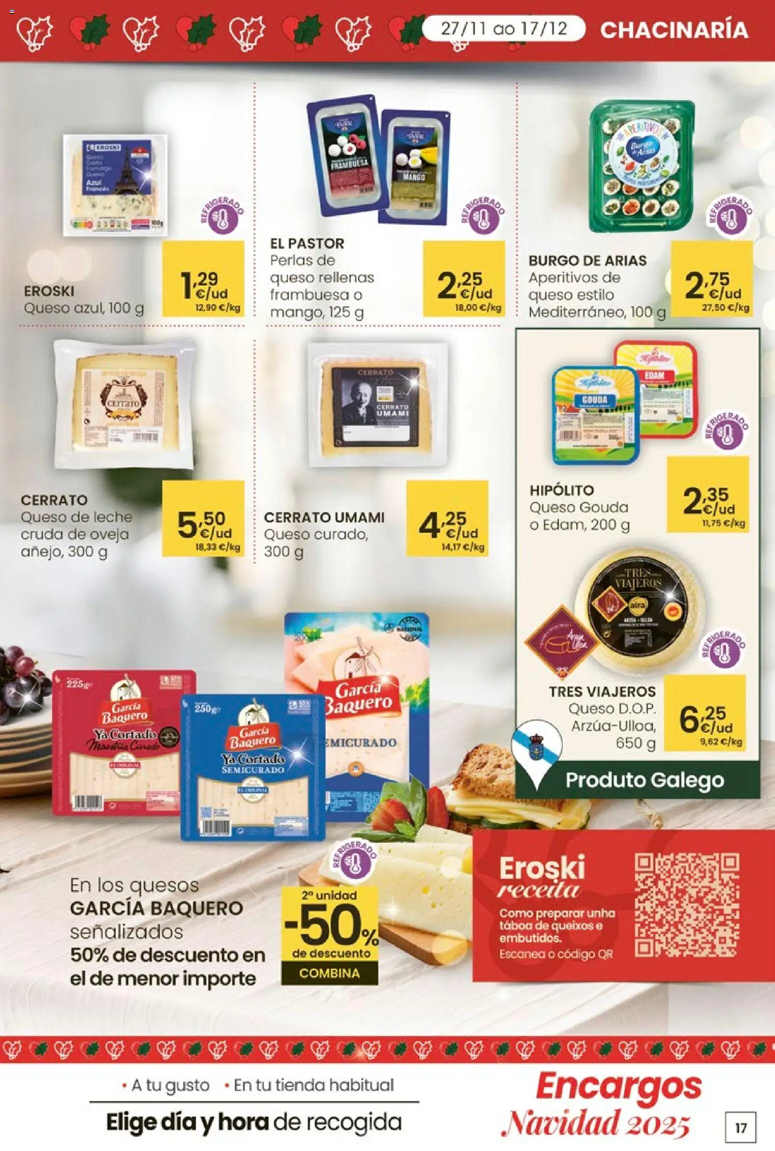Eroski - Center │ válido desde el 27.11.2025 | Página: 17 | Productos: Leche, Queso, Νυχτικό, Queso Gouda