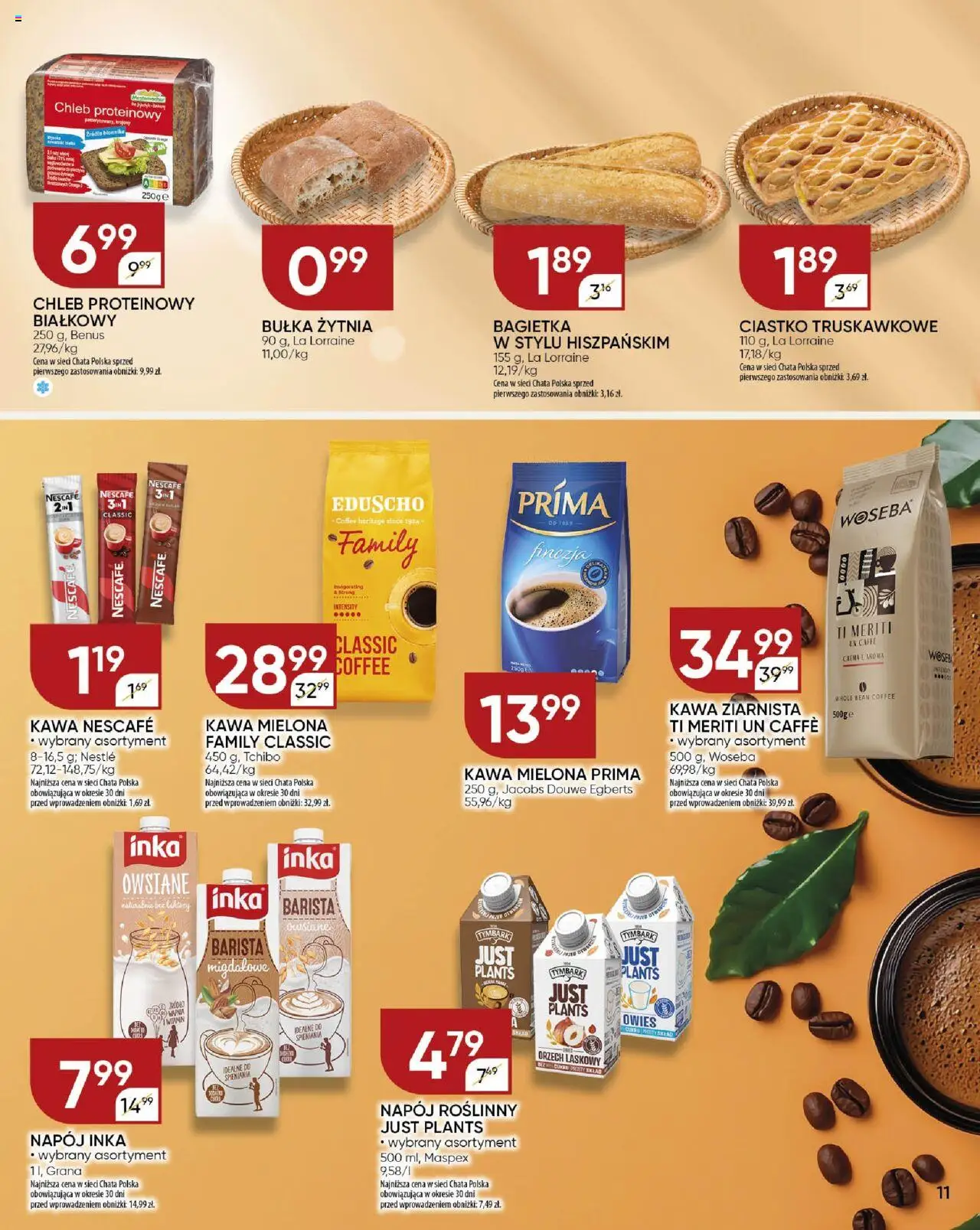 Chata Polska Gazetka od 17.06.2025 | Strona: 11 | Produkty: Kawa mielona Prima, Tchibo, Chleb, Kawa