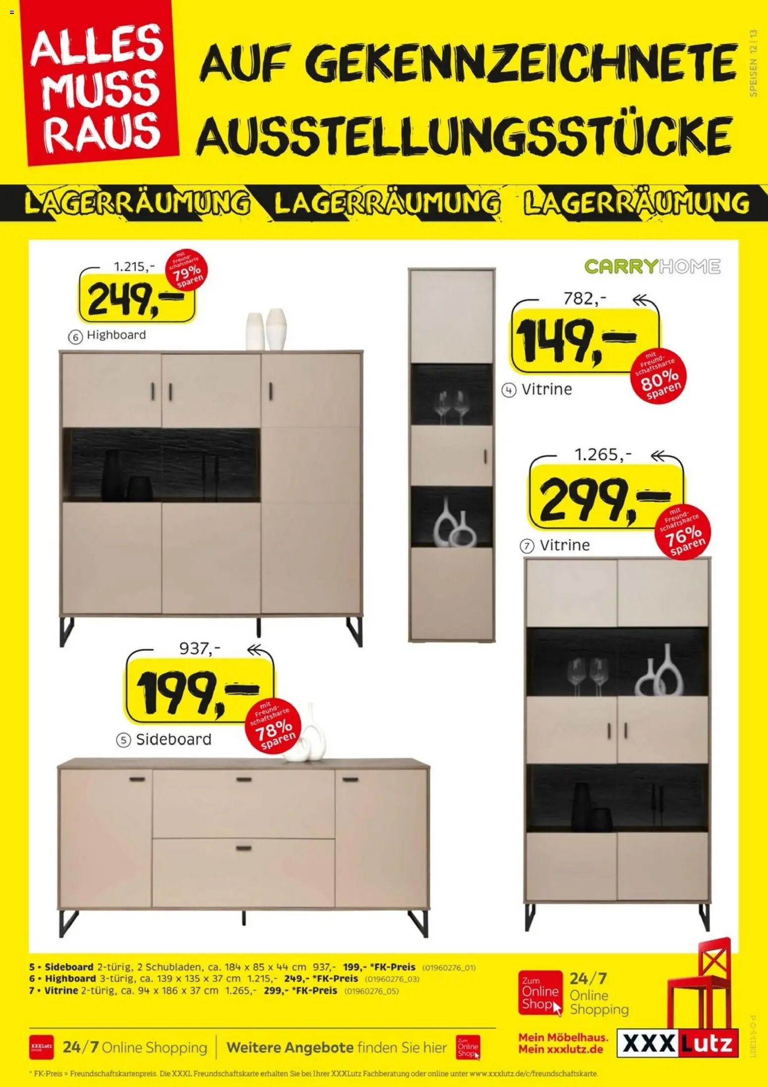 XXXL Lutz - Größte Lagerräumungsverkauf – gültig ab 09.11.2025 | Seite: 13 | Produkte: Sideboard, HIghboard, Vitrine
