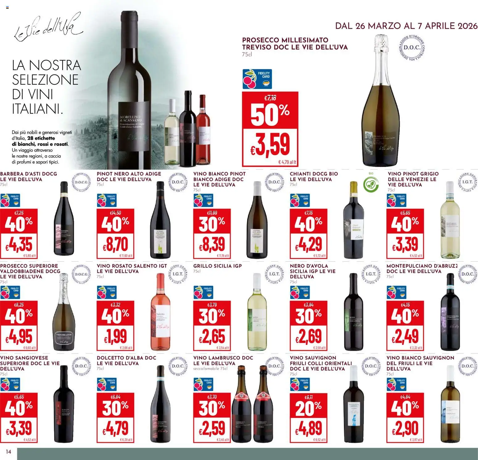 Volantino Pan del 26.03.2026 | Pagina: 14 | Prodotti: Prosecco, Vino, Vino bianco