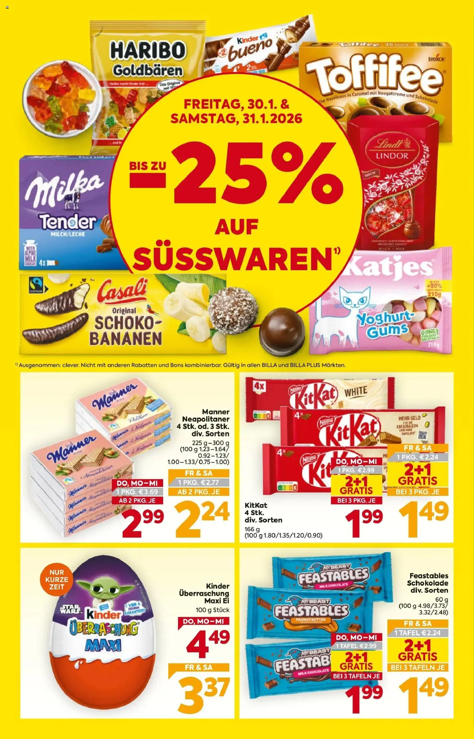 Billa Flugblatt - Moedling, Scheibbs, Schwadorf gültig ab 29.01.2026 | Seite: 2 | Produkte: Butter, Schokolade, Bananen