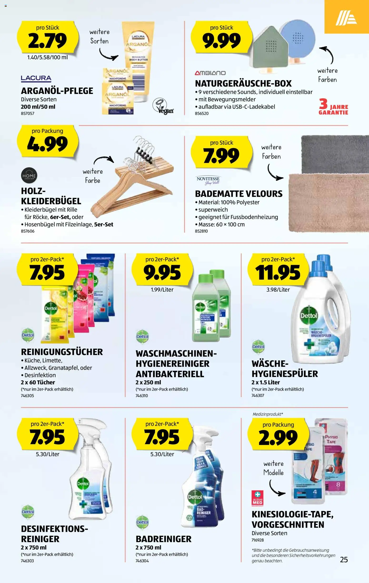 Aldi aktionen – gültig ab 09.04.2026 | Seite: 25 | Produkte: Bad, Kleiderbügel, Reinigungstücher