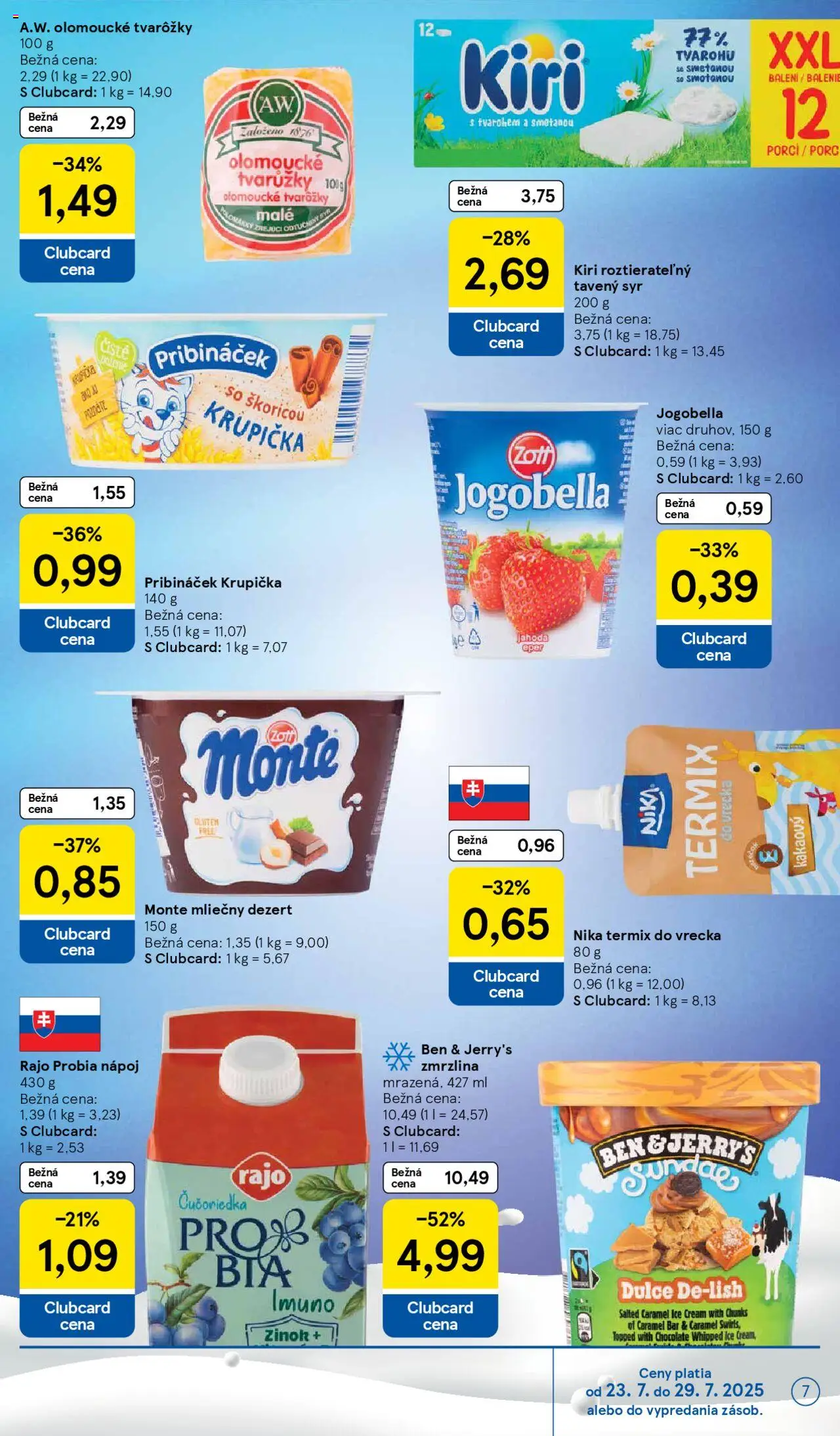 Tesco Supermarket - leták │ platný od 23.07.2025 | Strana: 7 | Produkty: Syr, Zmrzlina