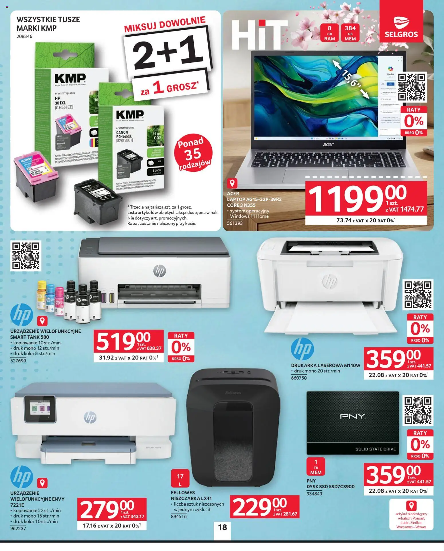 Selgros cash&carry gazetka - Oferta przemysłowa od 23.04.2026 | Strona: 20 | Produkty: Drukarka, Gra, Dysk, Niszczarka