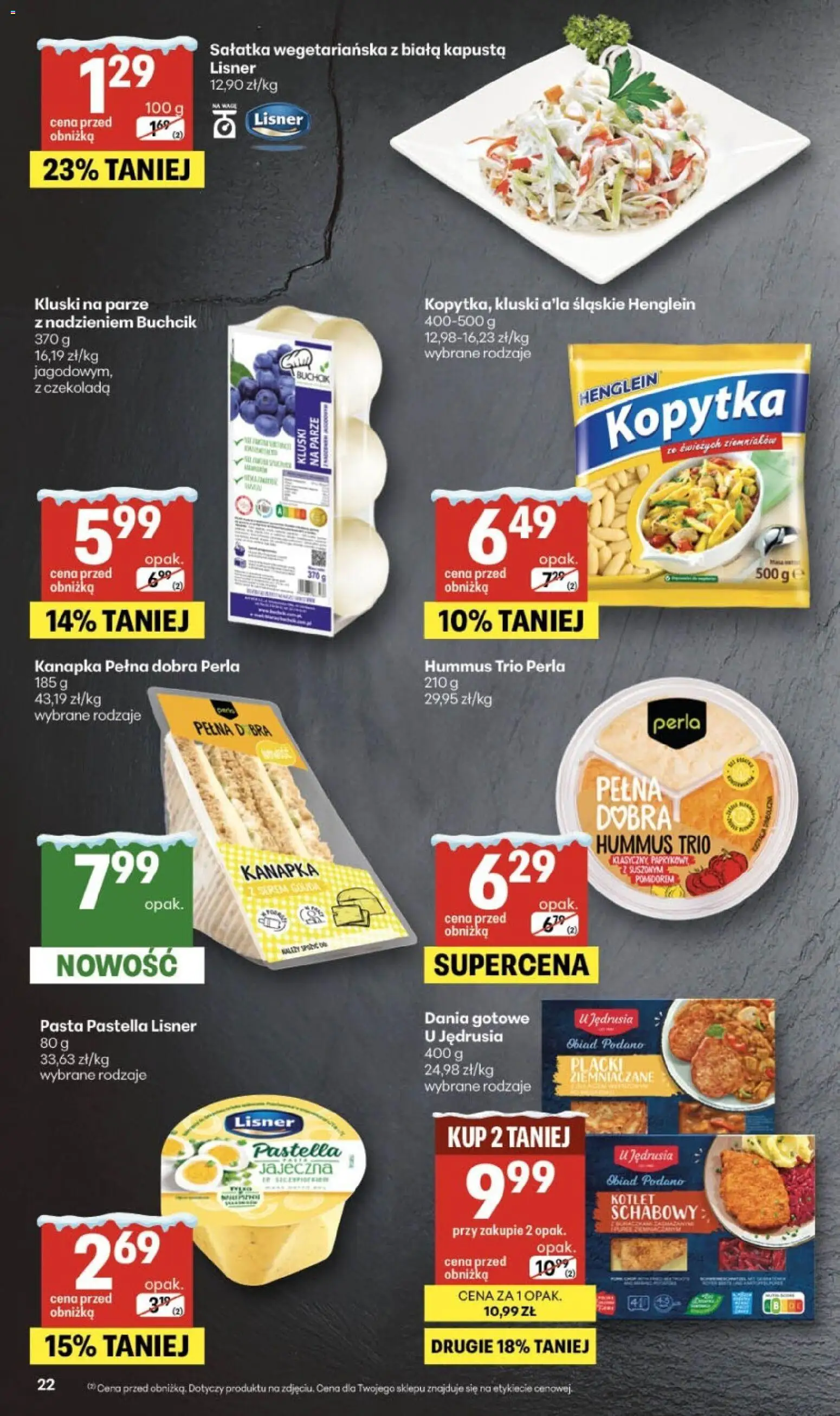 Delikatesy Centrum Gazetka od 08.01.2026 | Strona: 22 | Produkty: Hummus, Czekolada, Kopytka, Sałatka