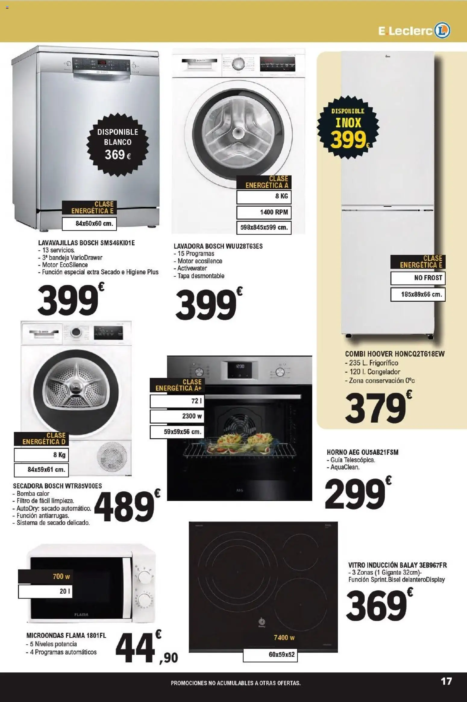 E.Leclerc folleto │ válido desde el 21.01.2026 | Página: 17 | Productos: Secadora, Horno, Lavavajillas, Bandeja