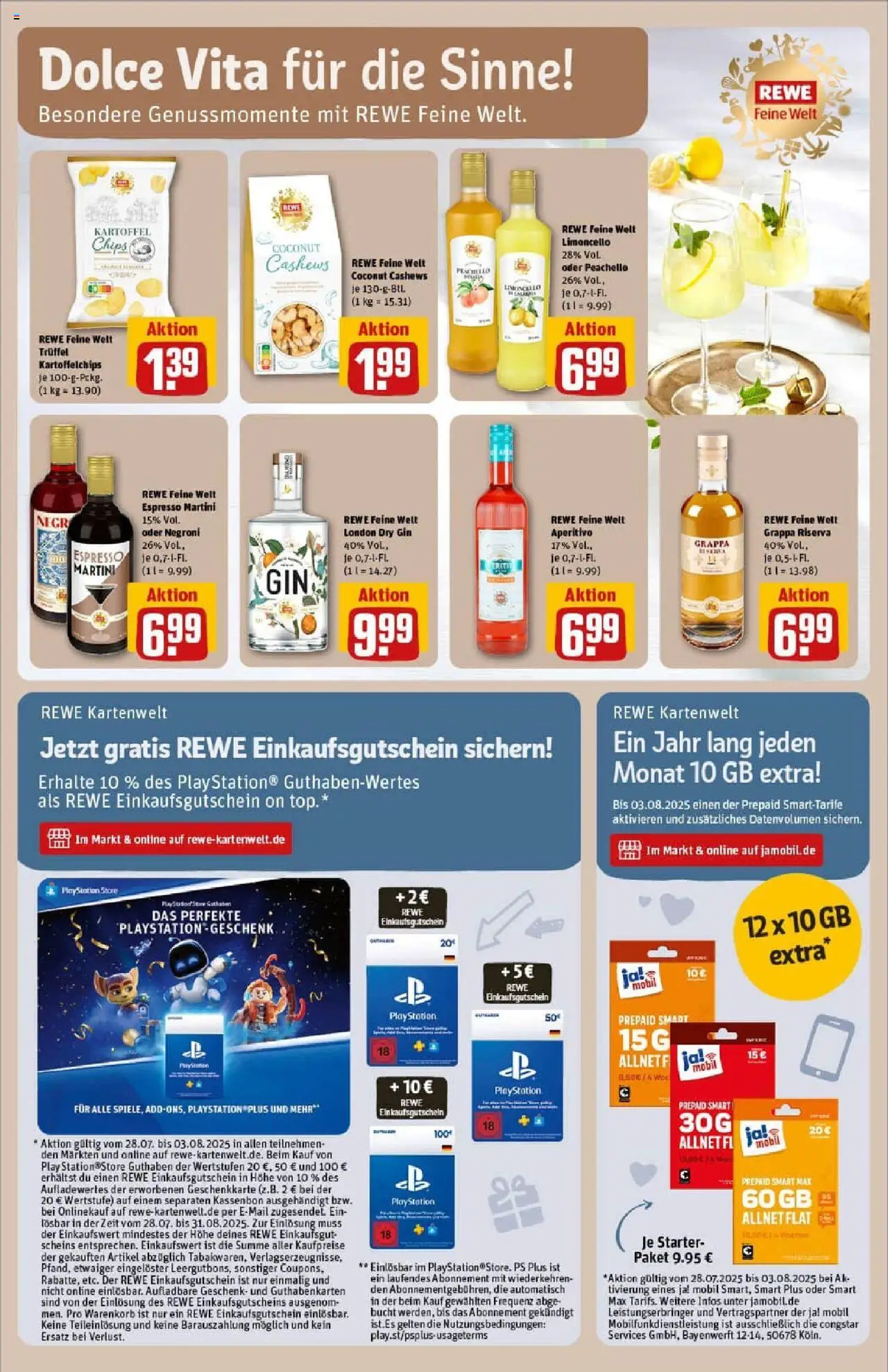Rewe prospekt Lübeck	 - gültig ab dem 27.07.2025 | Seite: 25 | Produkte: Playstation, Limoncello, Gin, Chips