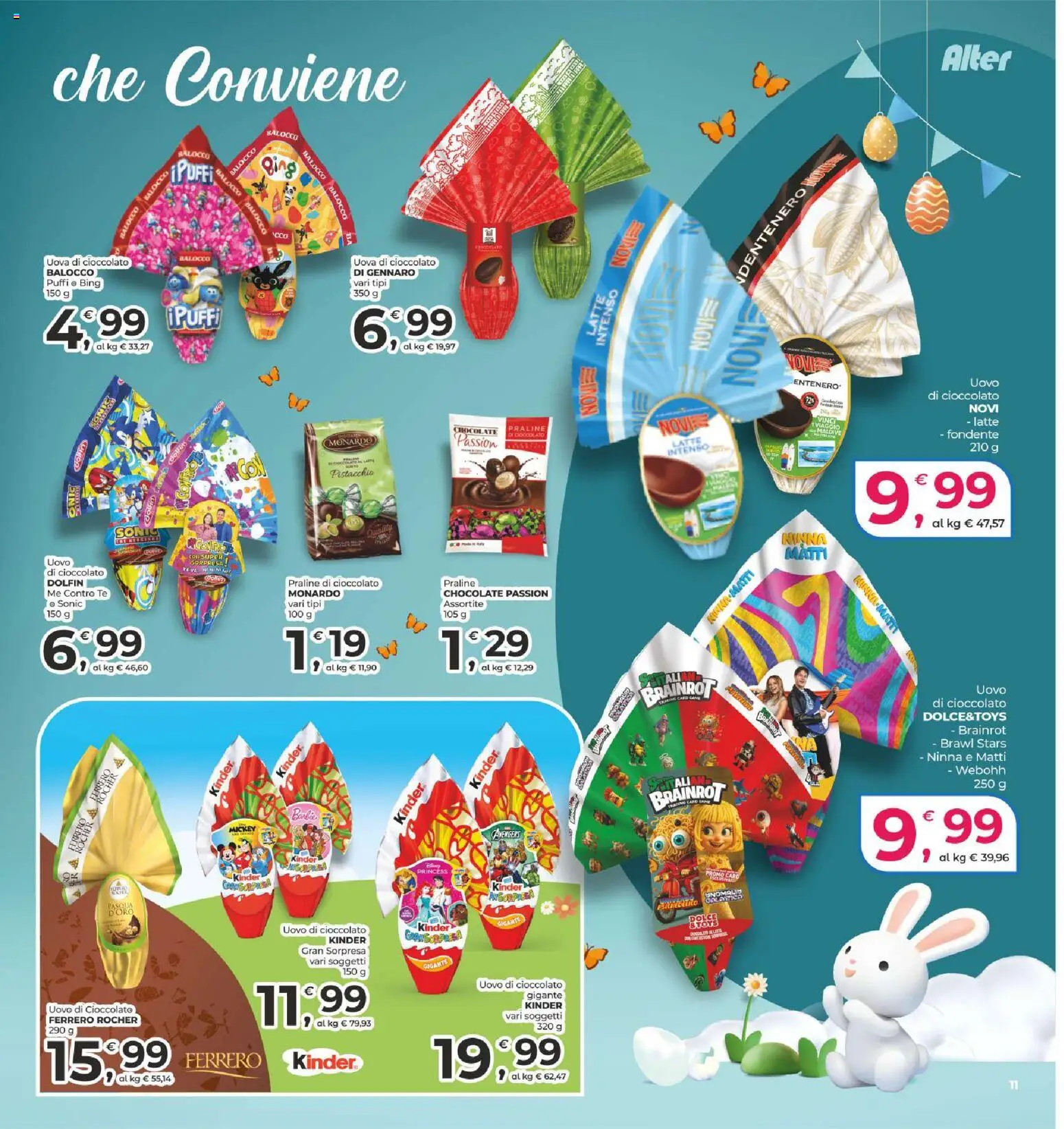 Volantino Alter Discount del 25.03.2026 | Pagina: 11 | Prodotti: Uova, Cioccolato, Tè, Latte