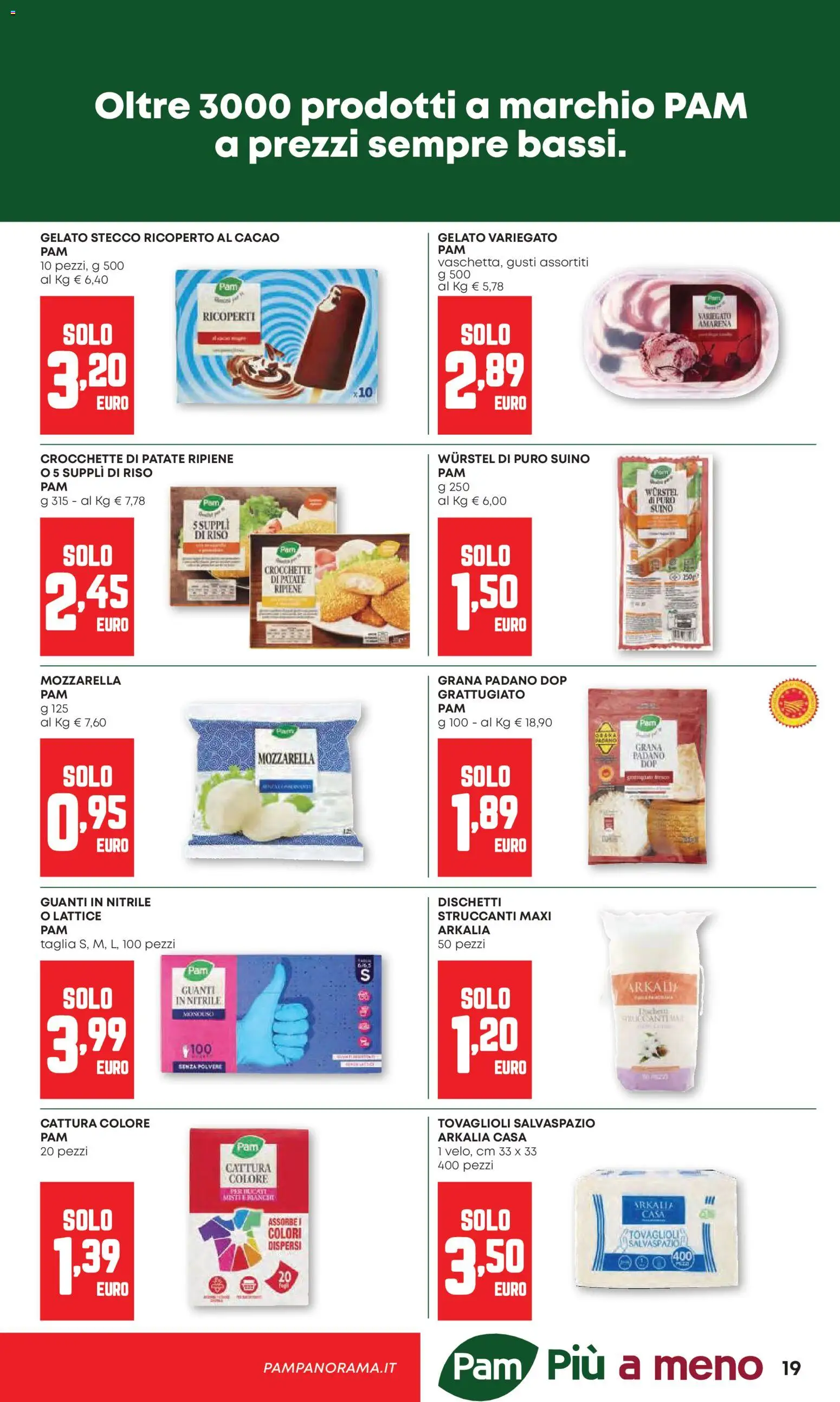 Volantino PAM del 07.04.2026 | Pagina: 19 | Prodotti: Gelato, Suino, Mozzarella, Grana Padano